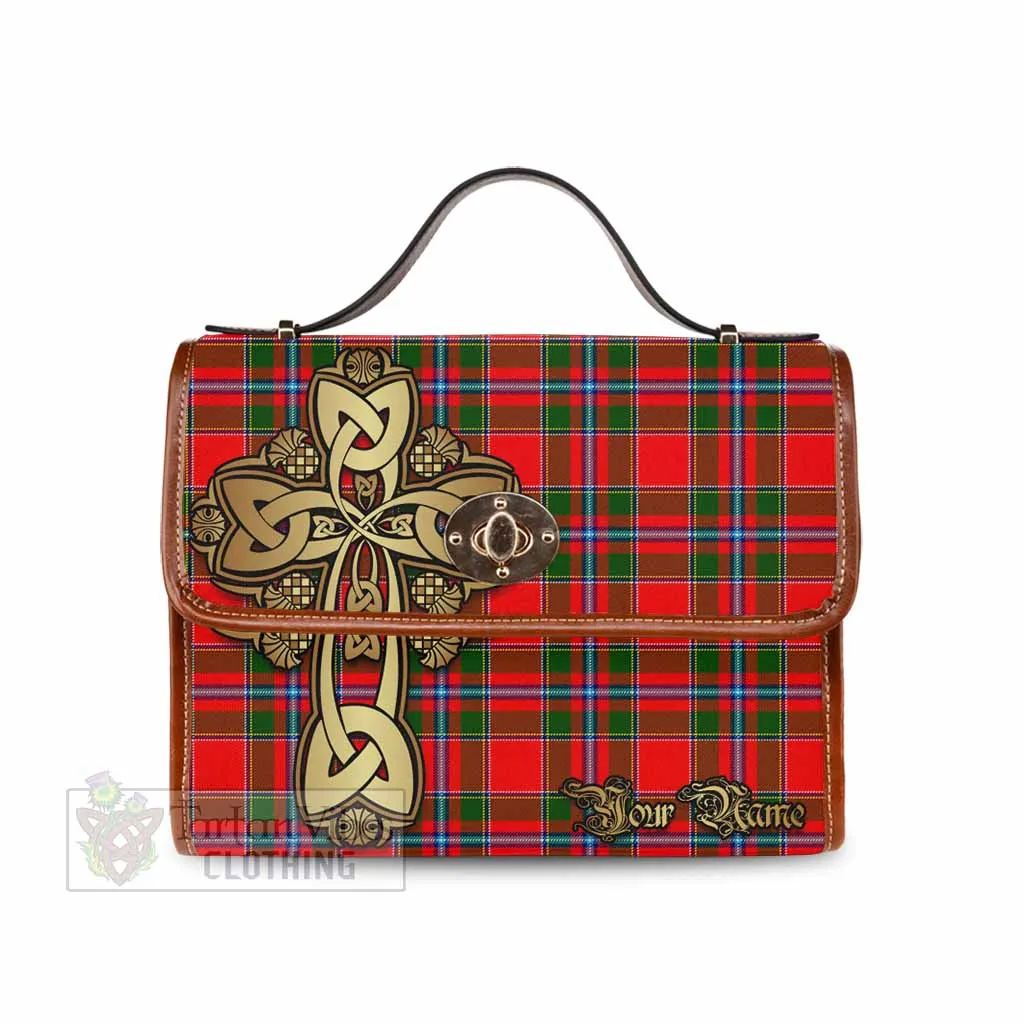 Butter Tartan Waterproof Canvas Bag Golden Thistle Celtic Cross Style