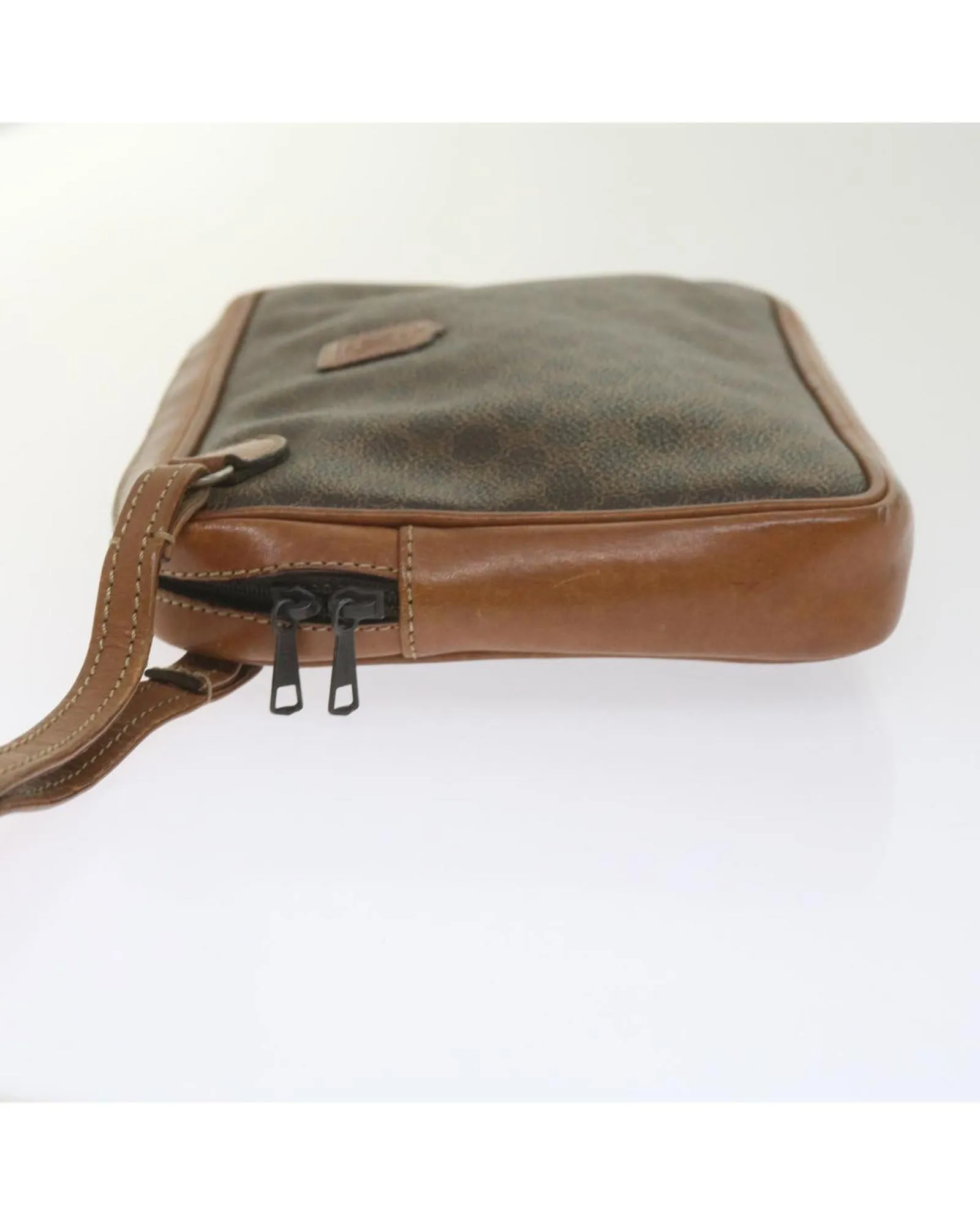 Canvas Clutch Bag with Leather Accents