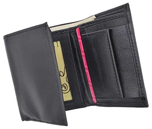 Cavelio Premium Leather Men's Small Trifold Credit Card ID Holder Wallet with Coin Pouch 401655