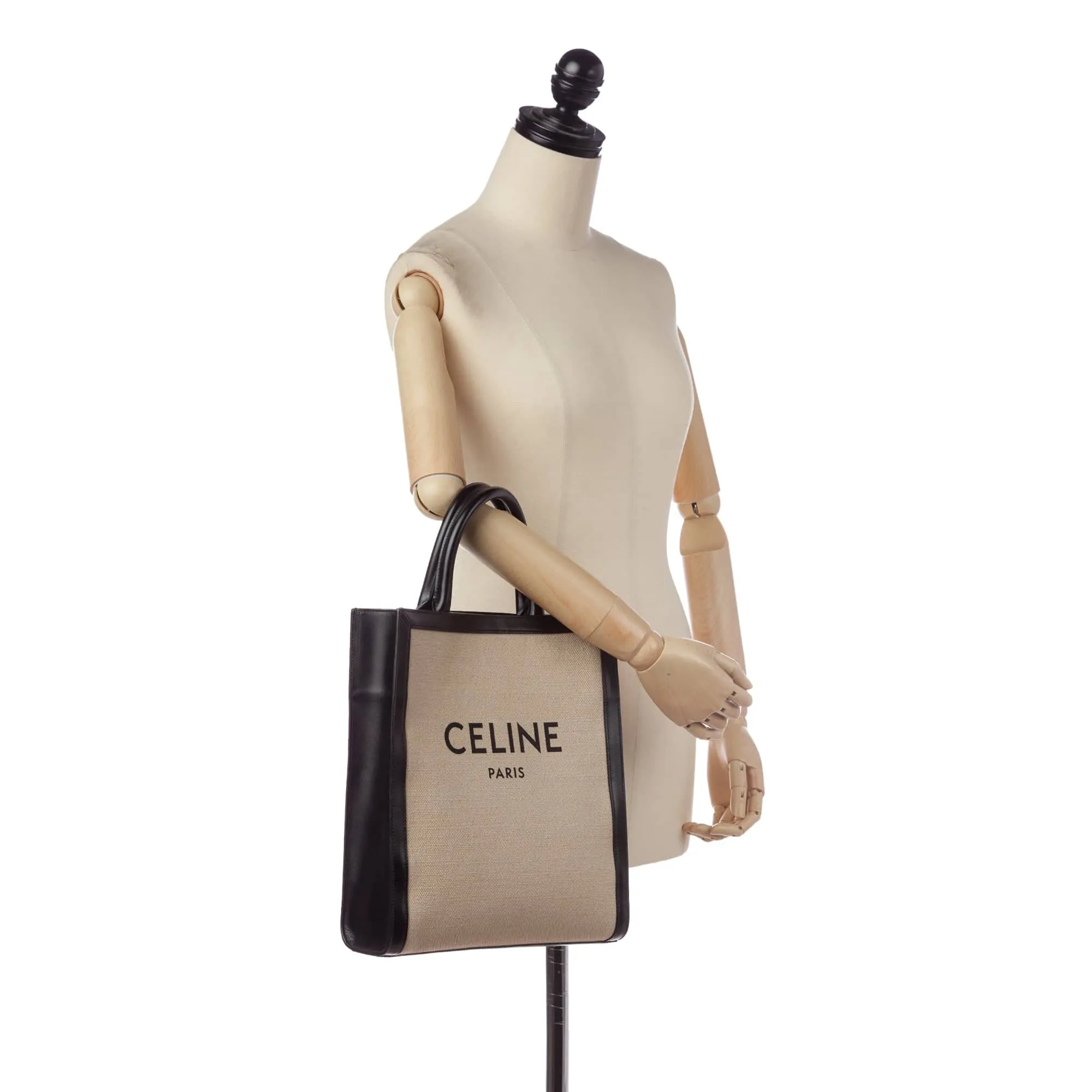 Celine Cabas Tote Bag Brown Canvas