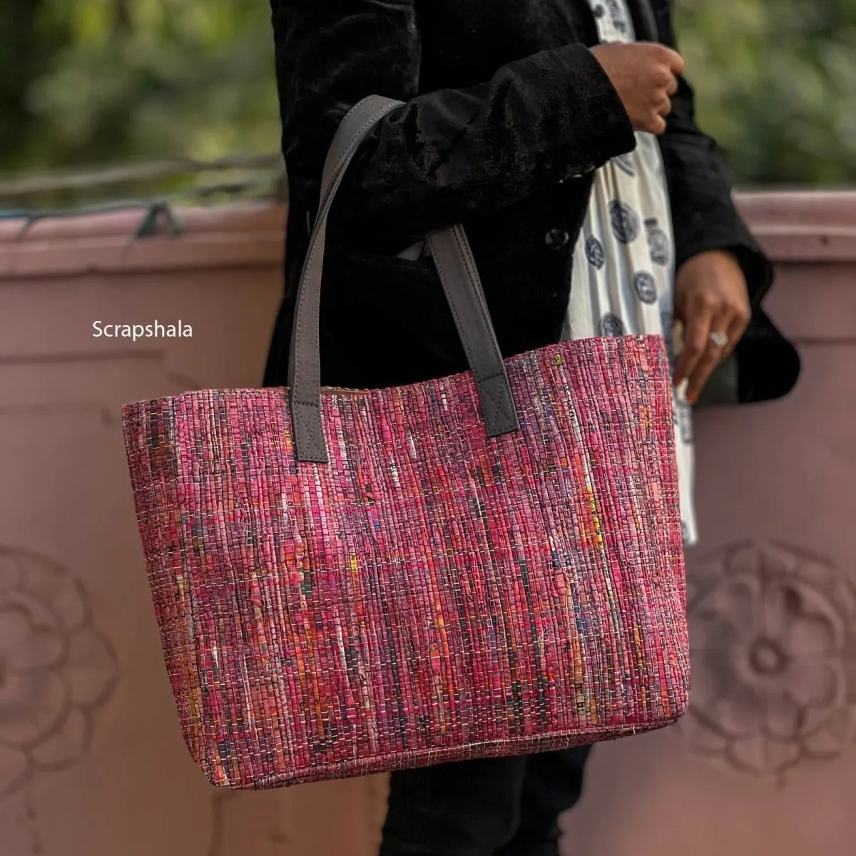 Charcha Handloom Tote Bag | Upcycled paper textile | Natural Dye