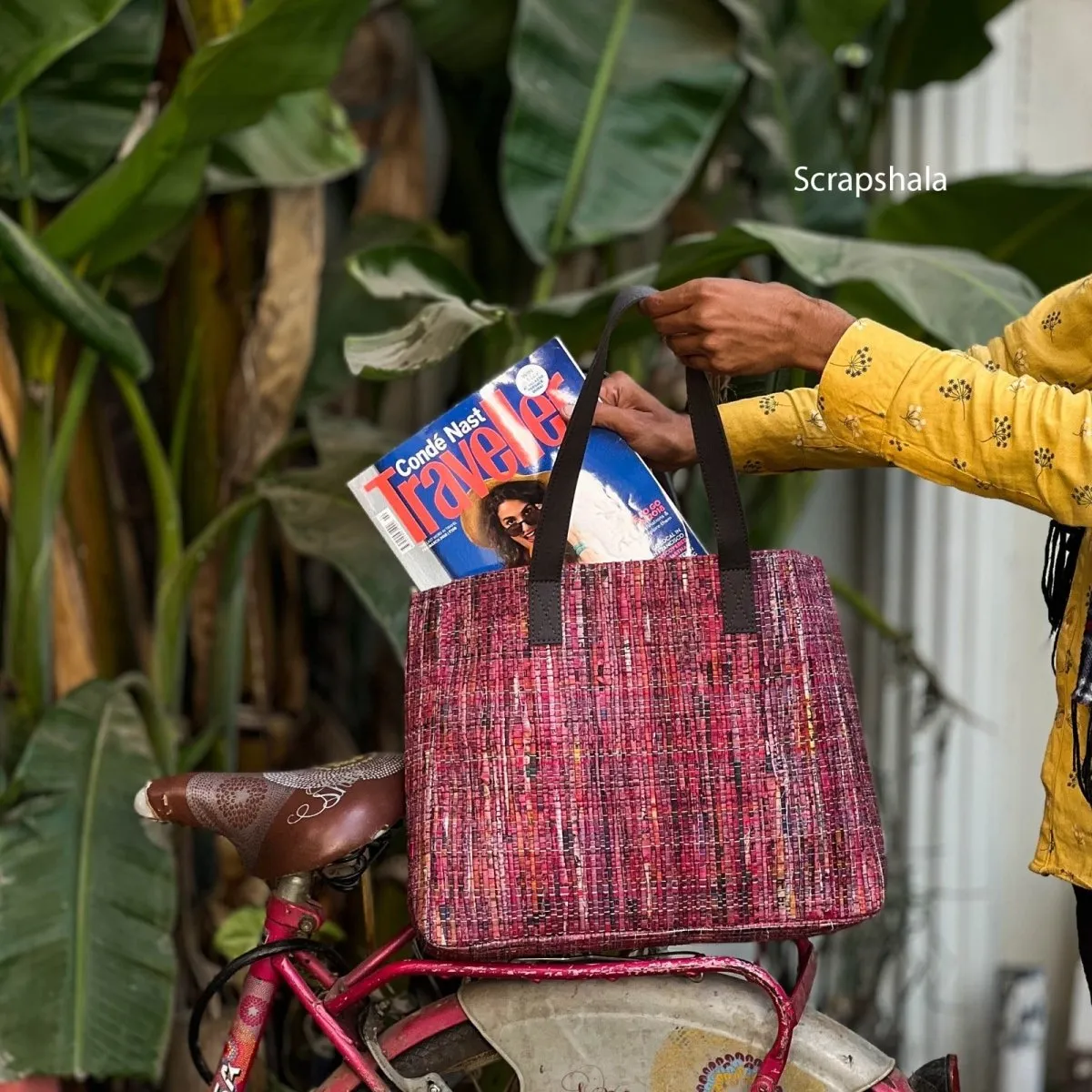 Charcha Handloom Tote Bag | Upcycled paper textile | Natural Dye