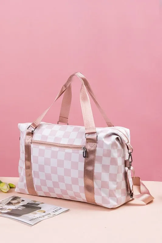 Checkered Multi-Pocket Travel Bag