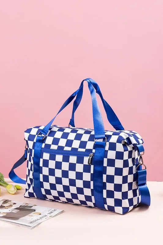 Checkered Multi-Pocket Travel Bag