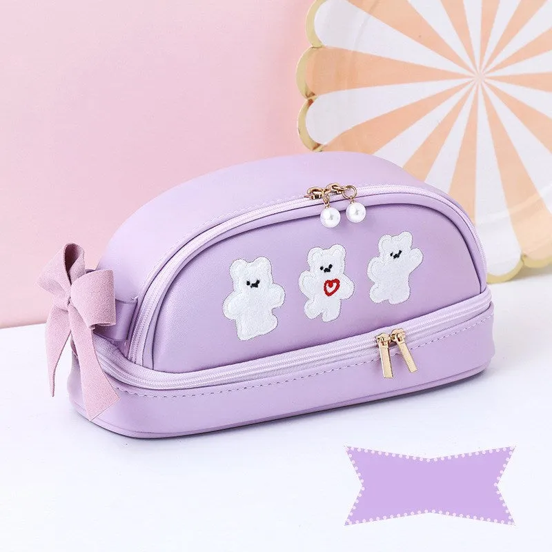 Cherry PU Kawaii Cherry Bear Pencil Case