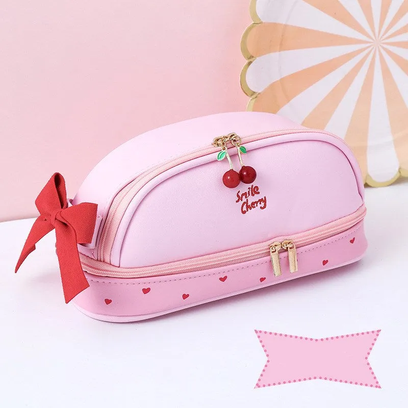 Cherry PU Kawaii Cherry Bear Pencil Case