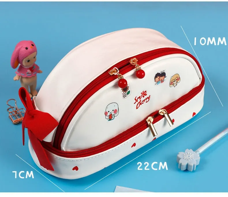 Cherry PU Kawaii Cherry Bear Pencil Case