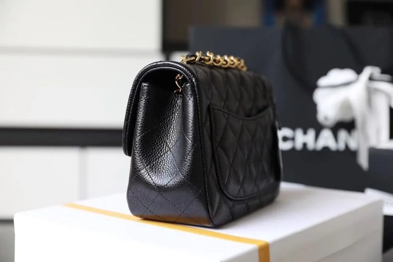 CHL Classic Mini Flap Bag Gold Toned Hardware Black For Women 6.7in/17cm