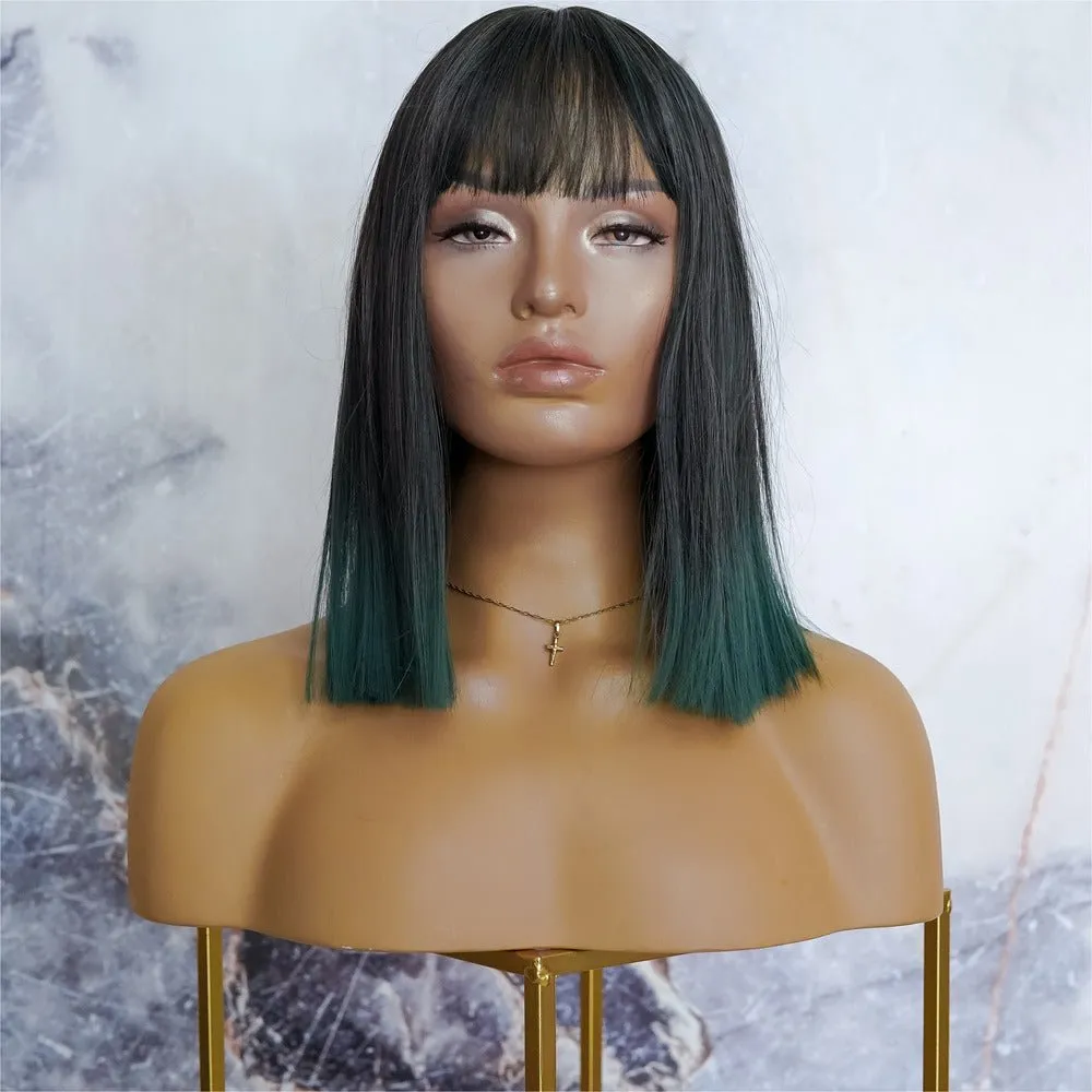 CHLOE Green Fringe Wig