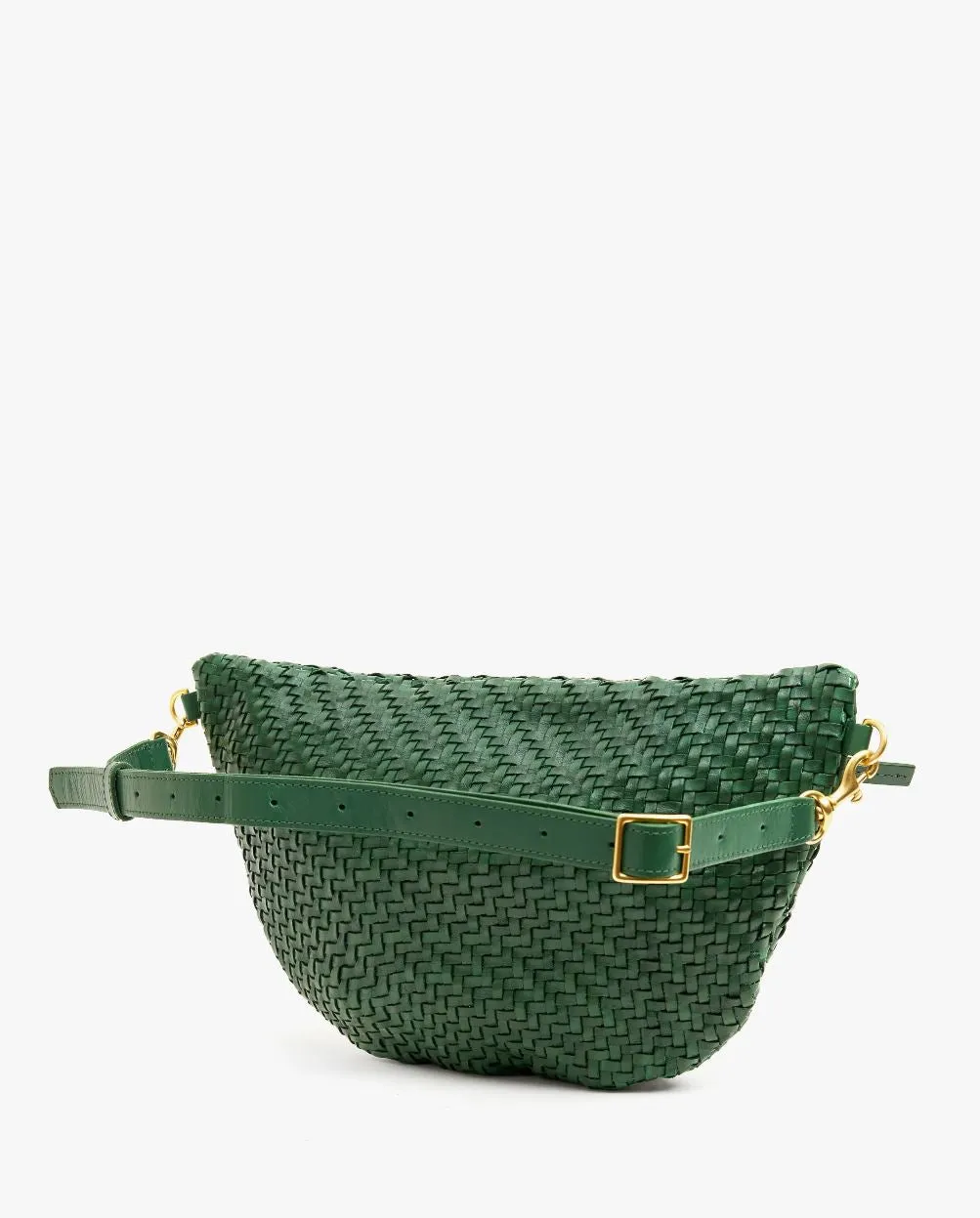 Clare V Grande Fanny Evergreen Woven Zig Zag