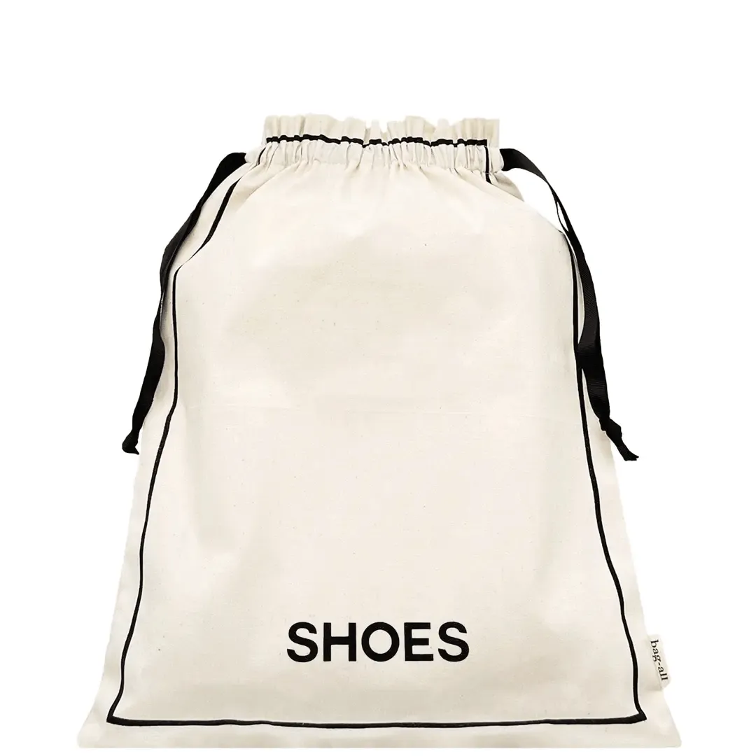 Couture Shoe Travel Bag, Cream with Small Print