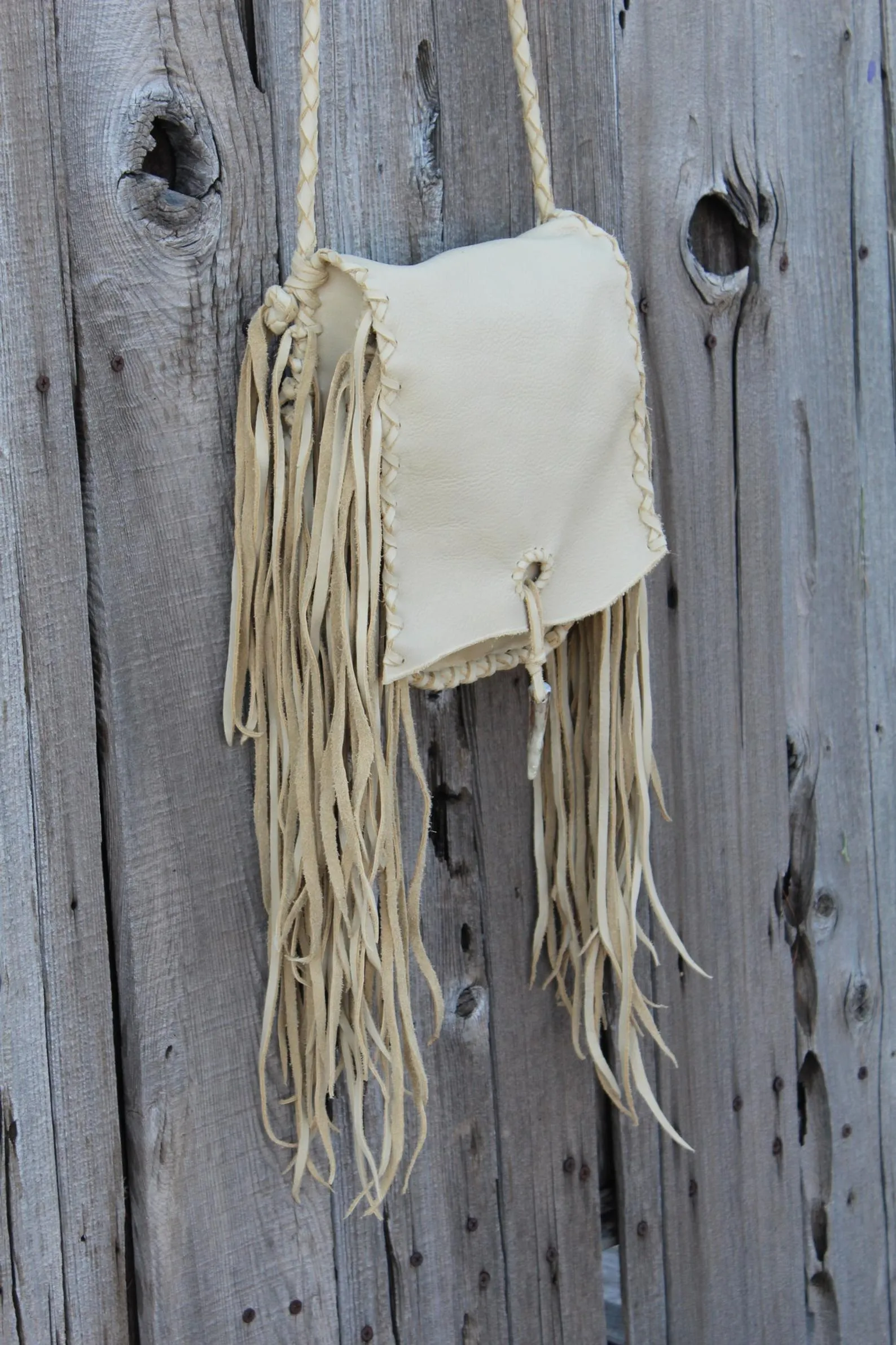 Crossbody leather handbag with fringe , Fringed leather purse , Leather possibles bag