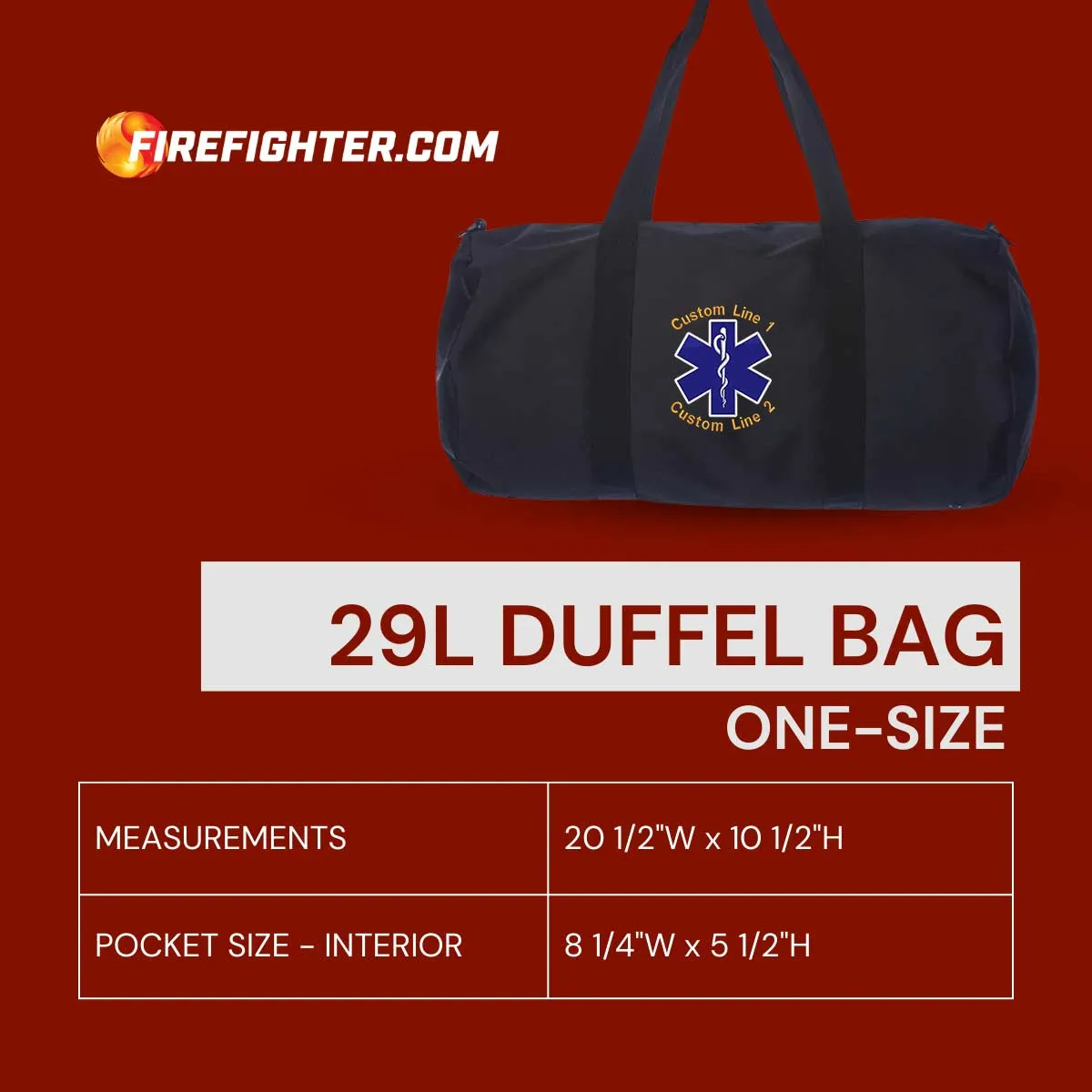 Customized 29L Large Duffel Bag with Star of Life EMS Logo Embroidery