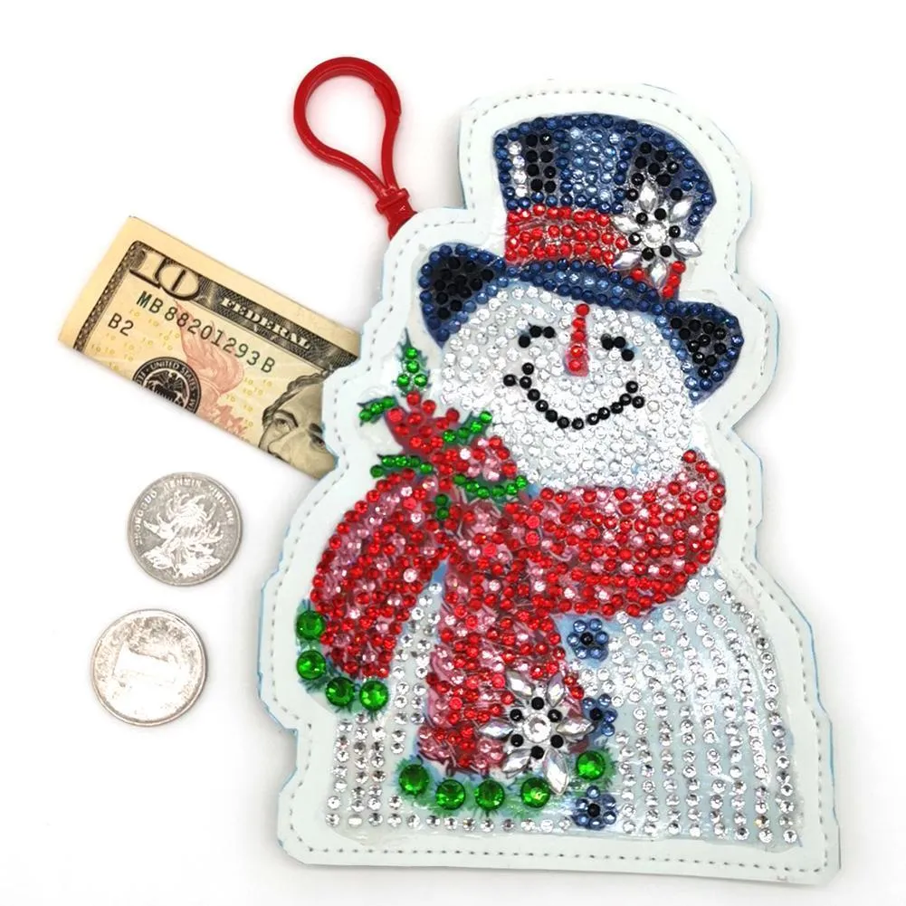 DIY Special Shaped Diamond Wallet Snowman Coin Purse Keychain