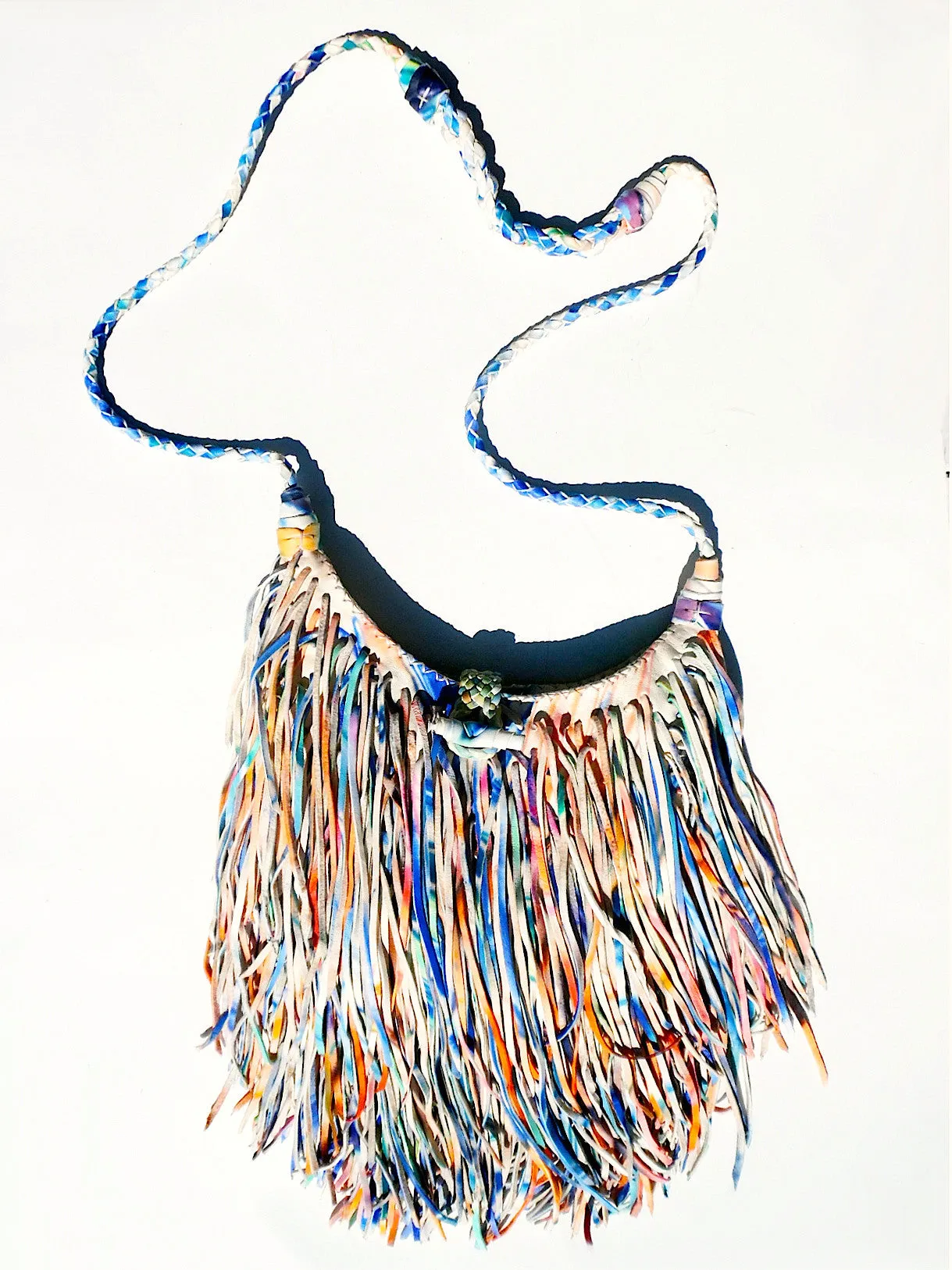 El Fleco Crossbody Fringe Bag Rainbow Leather