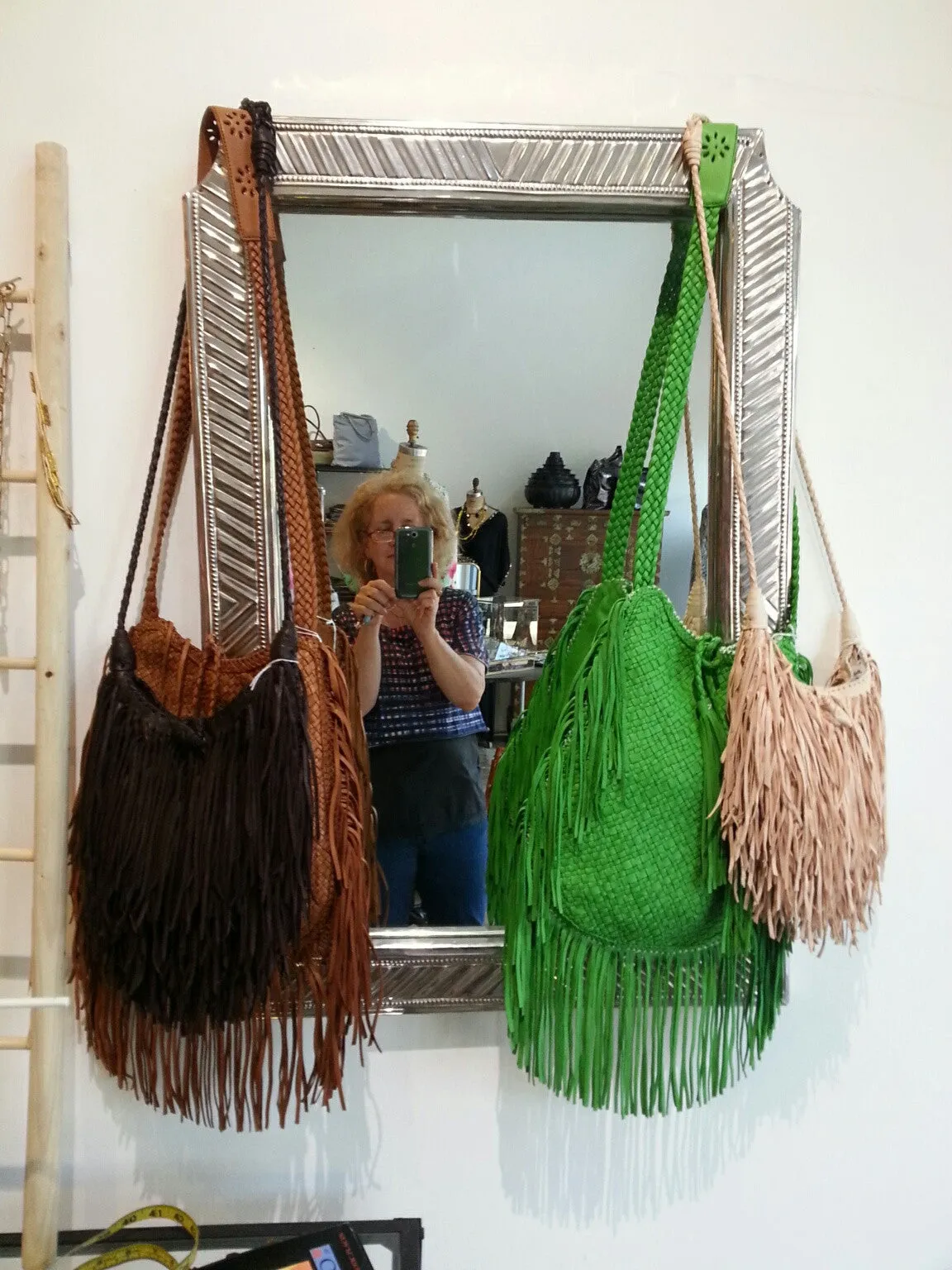 El Fleco Crossbody Fringe Bag Rainbow Leather