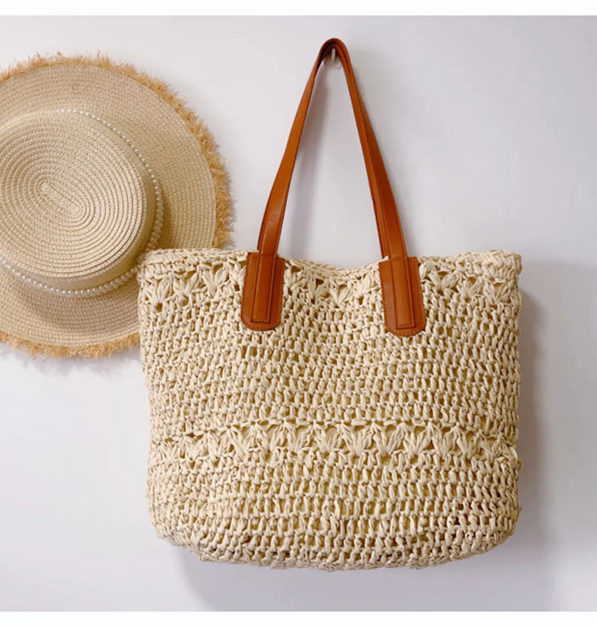 Elena Handbags Large Straw Woven Tote