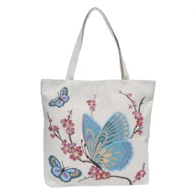 Empire Cove Butterfly Print Cotton Canvas Tote Bags Reusable Beach Shopping