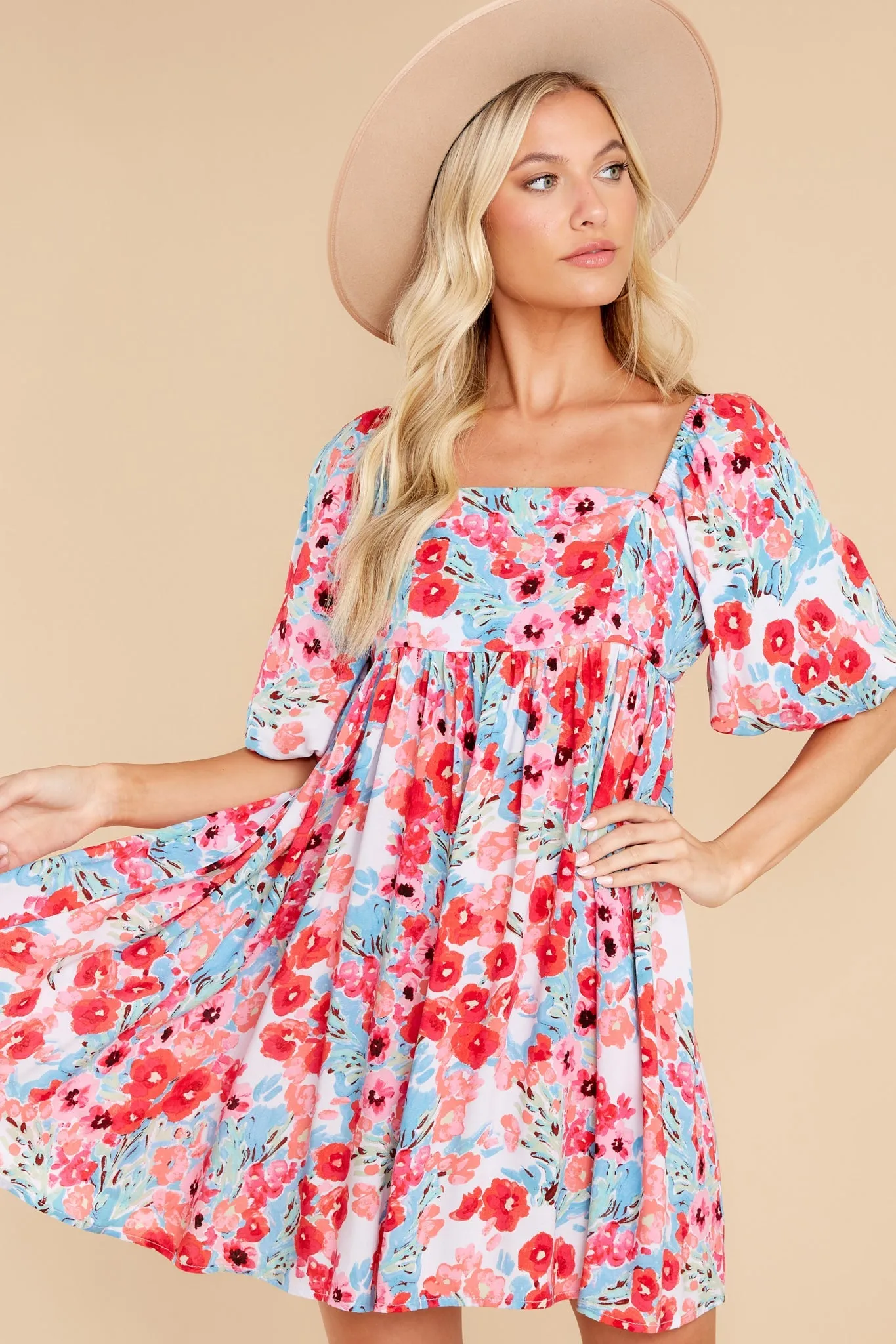 Enchanting Ways Hot Pink Floral Print Dress