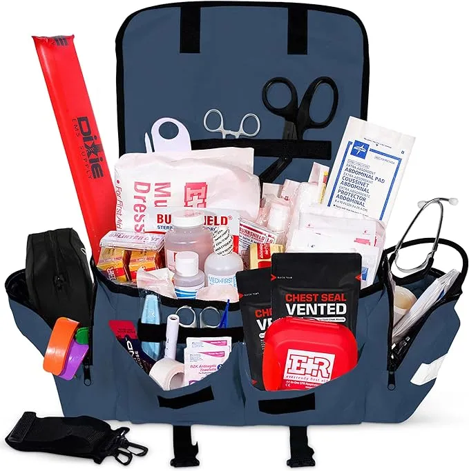 Ever Ready First Aid Fully Stocked EMT Trauma Kit Feat. Tourniquet, Chest Seals, SWAT-T Tourniquet, Control, Bandages, Shears, Gauze Pads and Rolls (Orange)