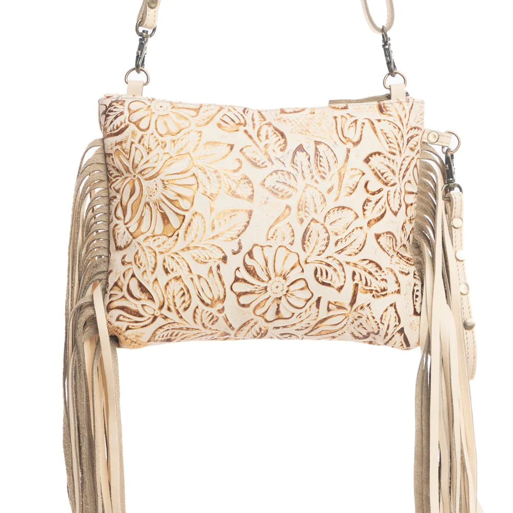 Fennington Leather Bag in Ivory & Gold