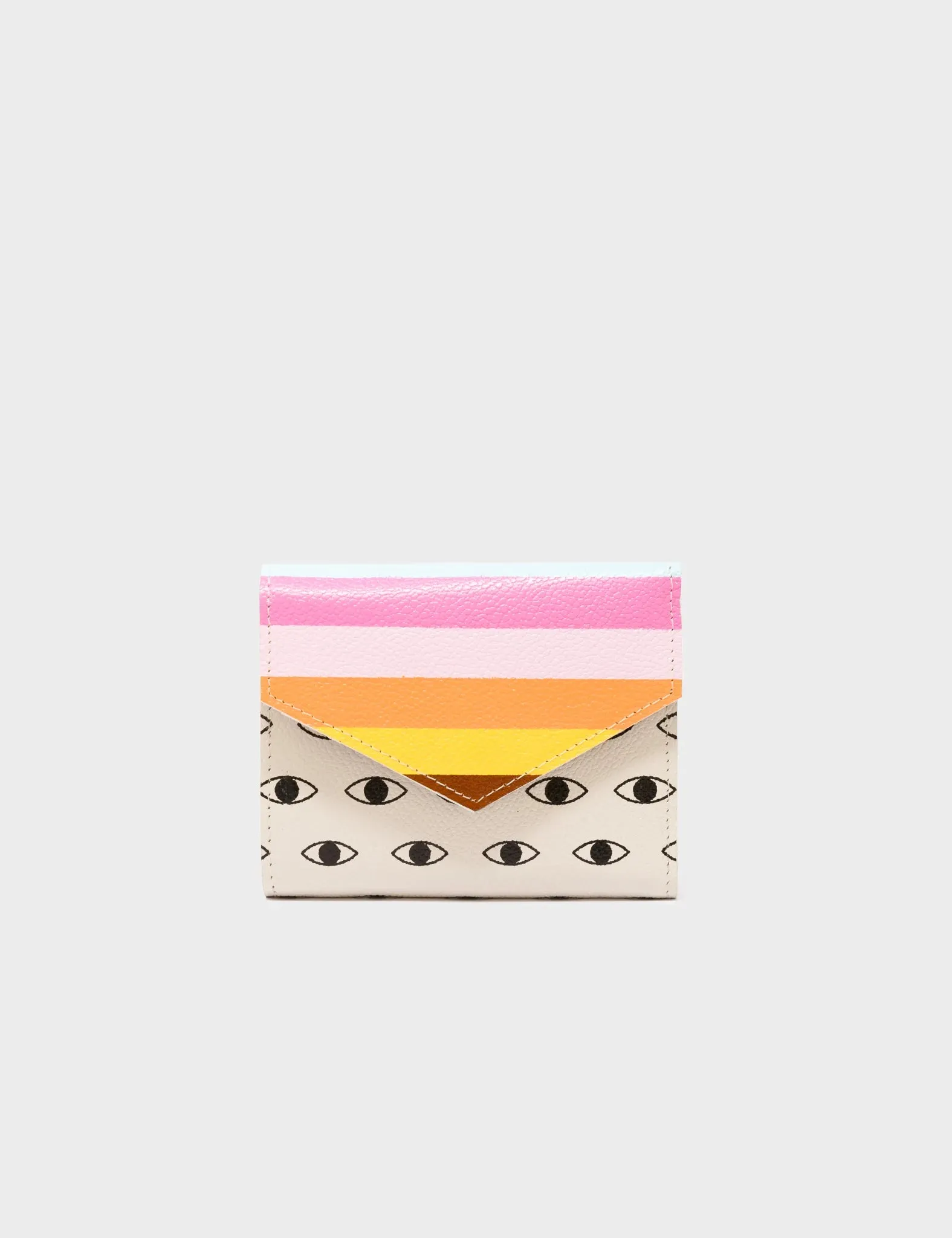 Fiona Cream And Cinnamon Leather Wallet - Debossed All Over Eyes Pattern