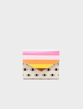 Fiona Cream And Cinnamon Leather Wallet - Debossed All Over Eyes Pattern