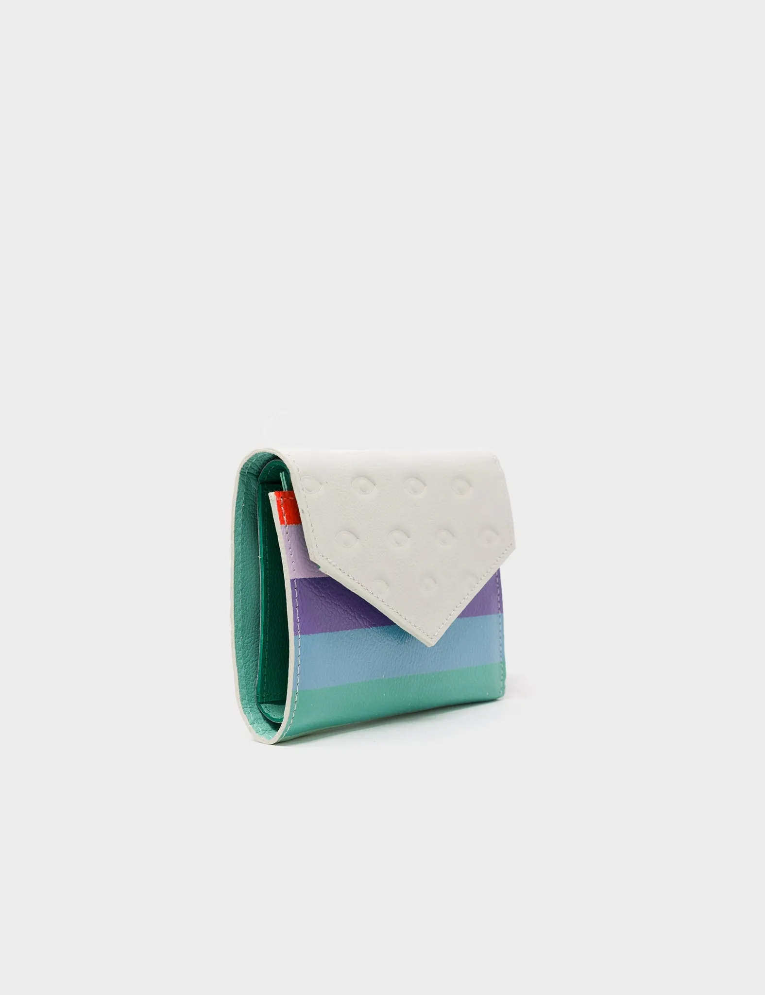 Fiona Cream Leather Wallet - Debossed All Over Eyes Pattern