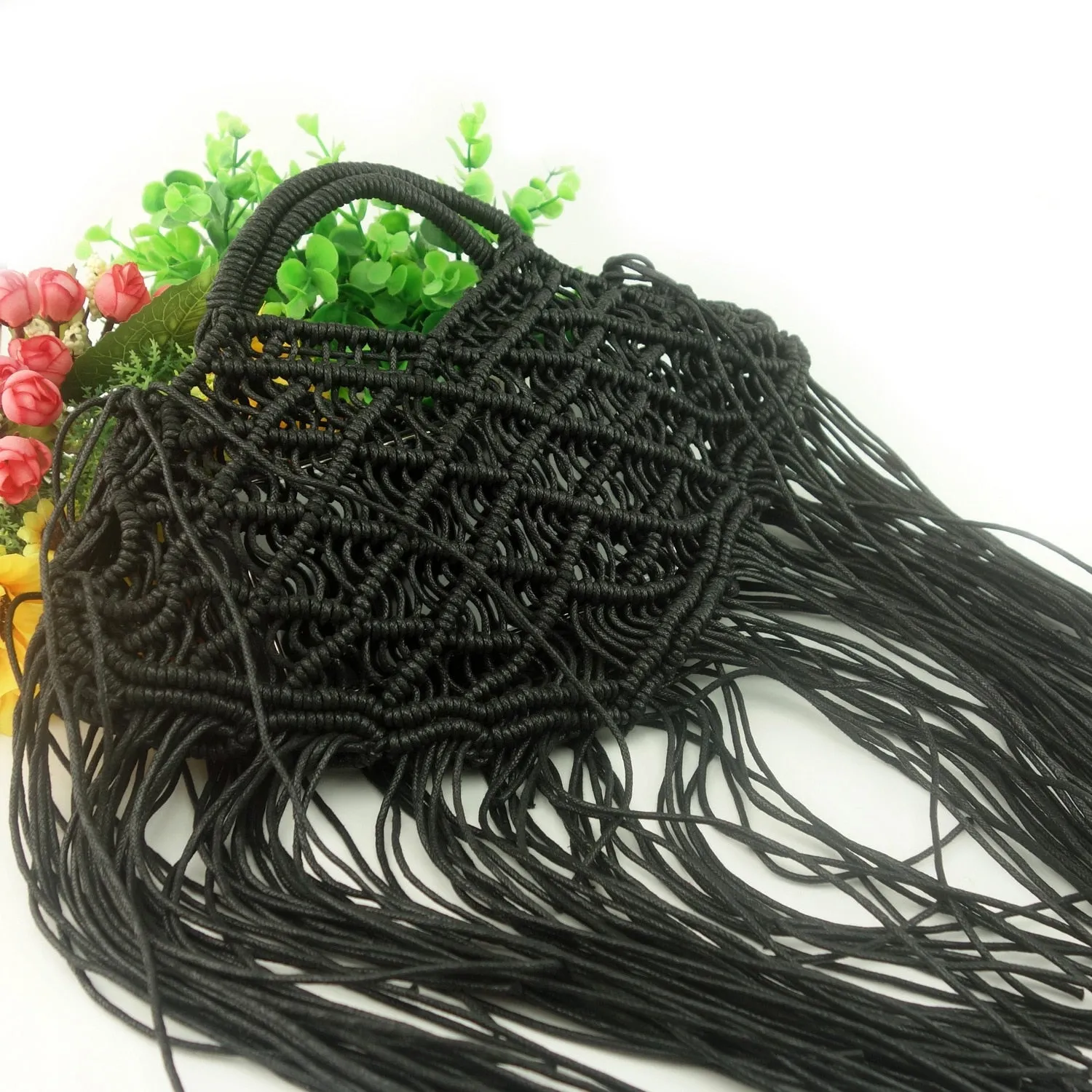 Fringe- Macrame 1970s Inspired Handbag with Mega Fringe