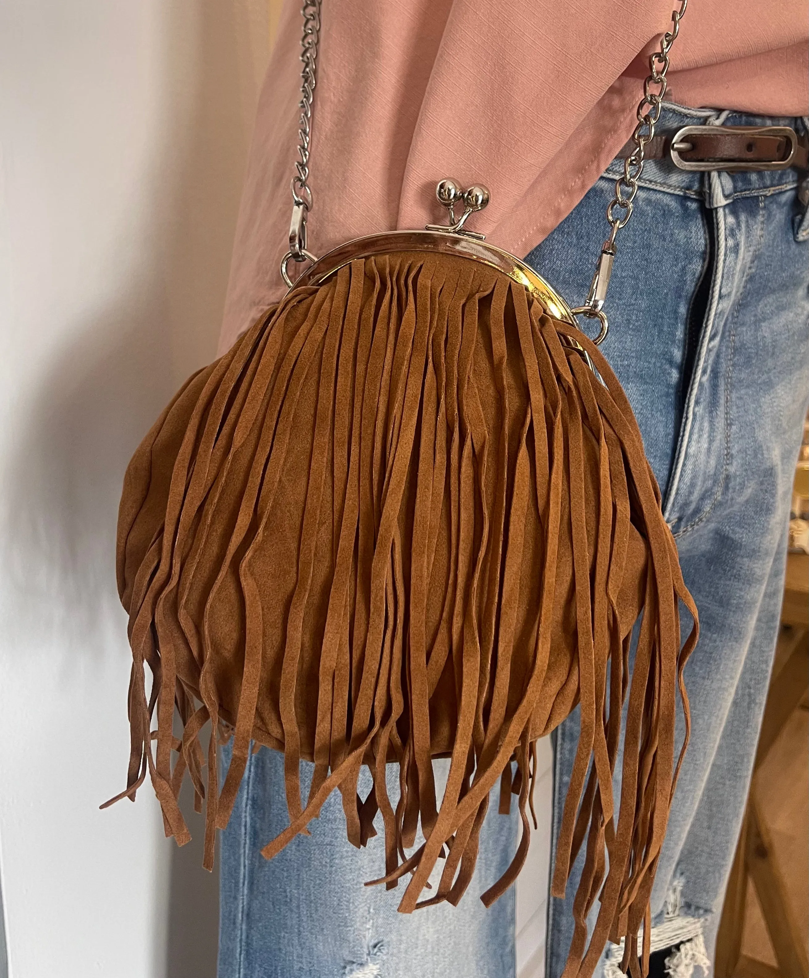 Fringe Round Clutch Bag