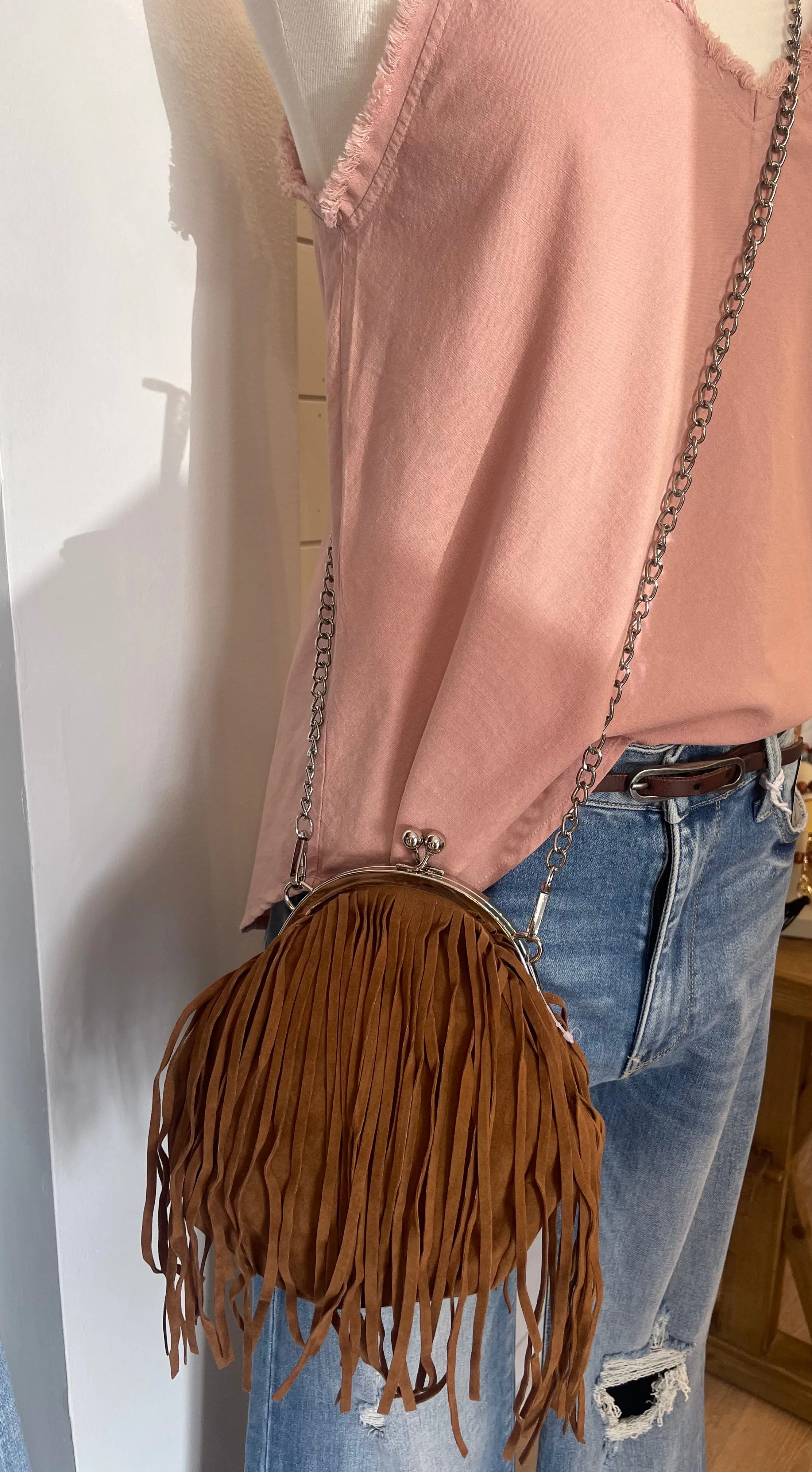 Fringe Round Clutch Bag