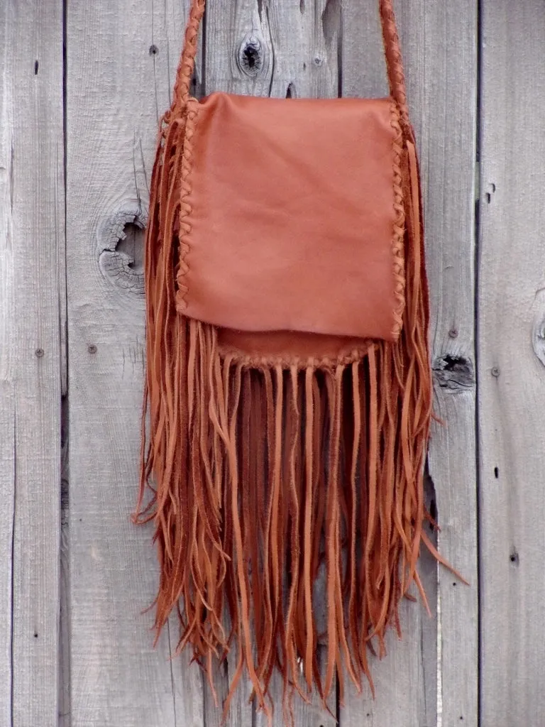 Fringed leather handbag, possibles bag