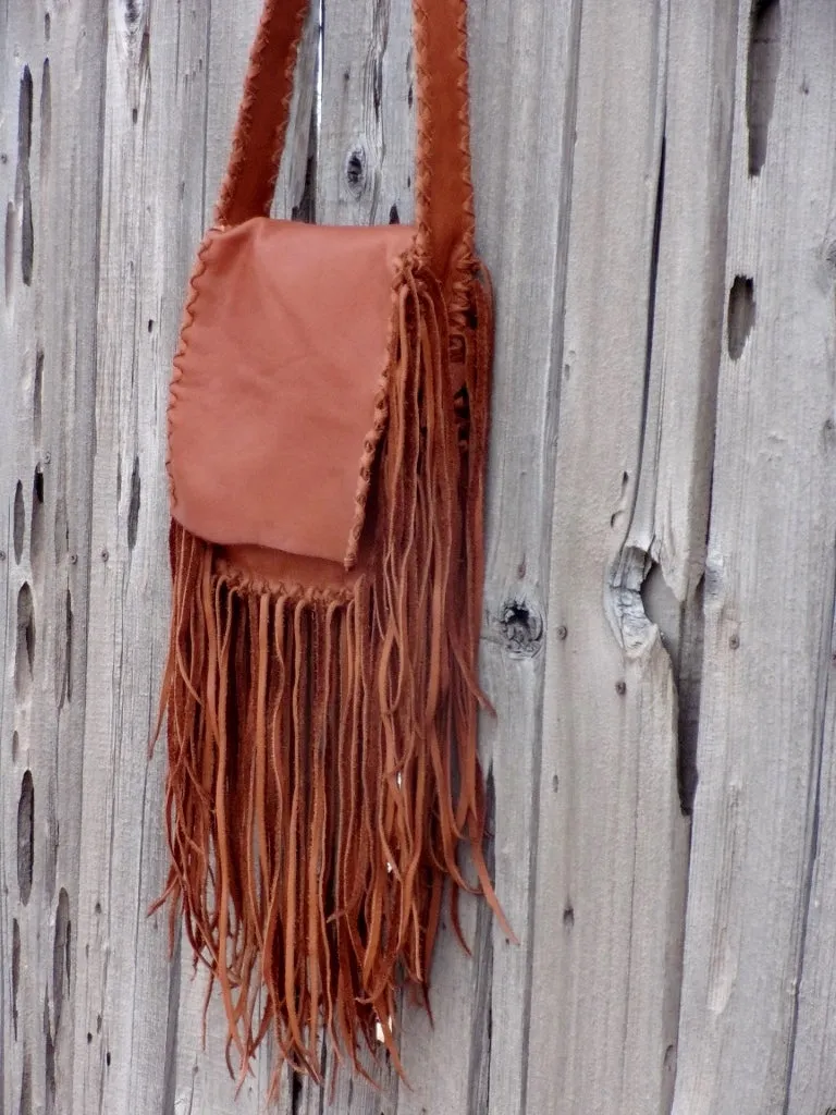 Fringed leather handbag, possibles bag