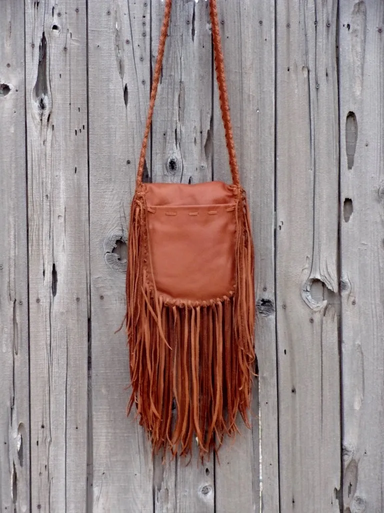 Fringed leather handbag, possibles bag