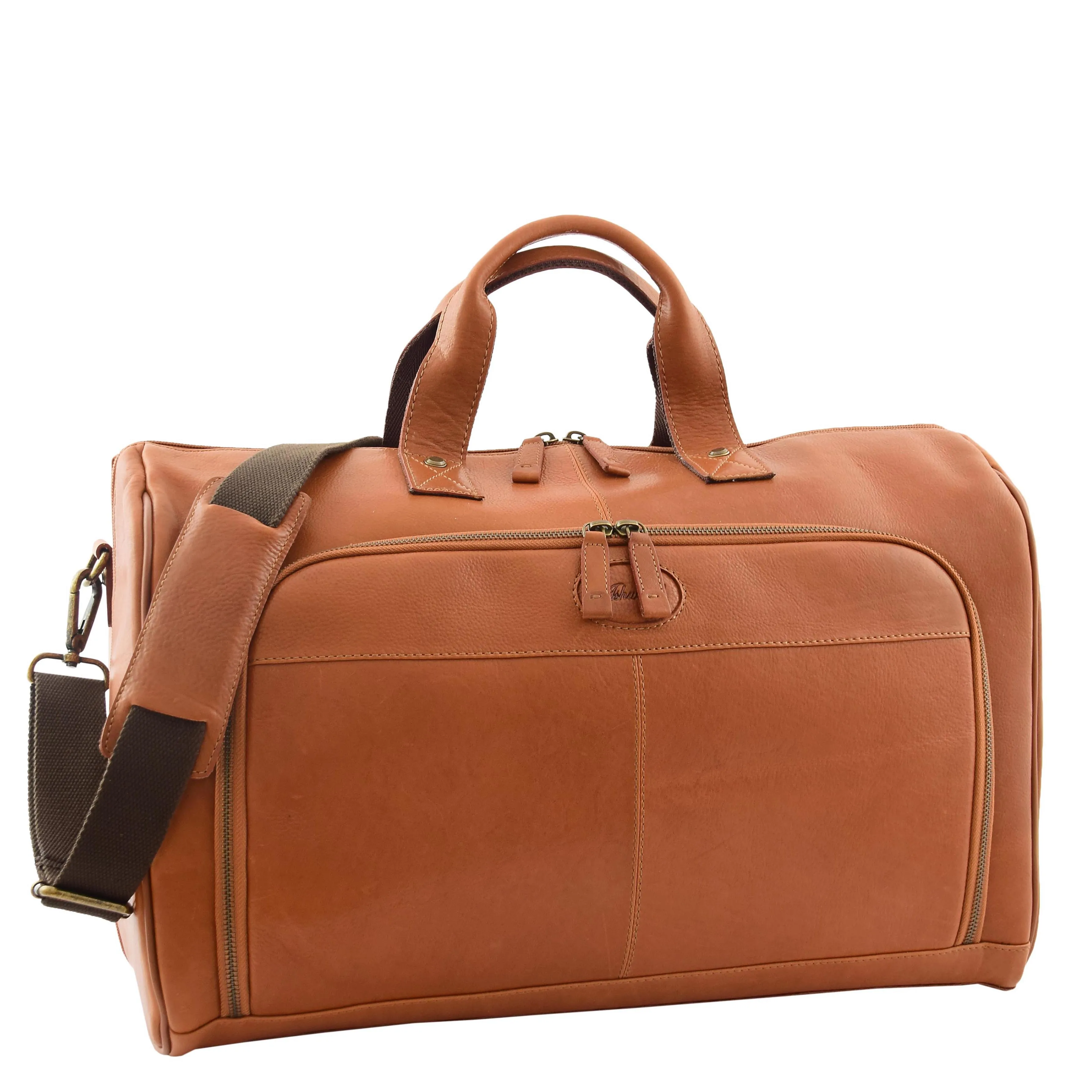 Genuine Leather Holdall Weekend Gym Business Travel Duffle Bag Ohio Tan