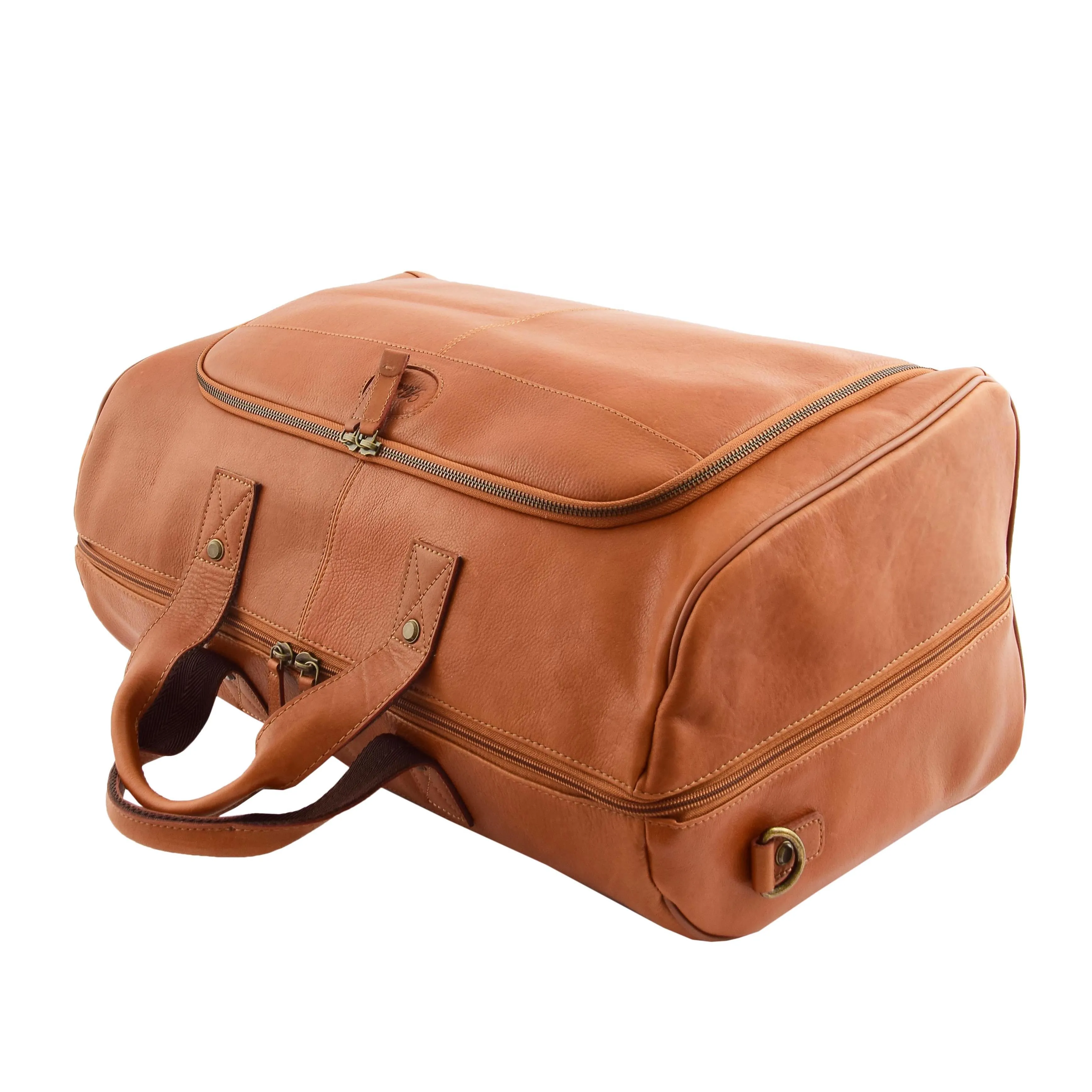 Genuine Leather Holdall Weekend Gym Business Travel Duffle Bag Ohio Tan