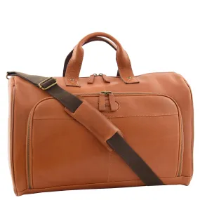 Genuine Leather Holdall Weekend Gym Business Travel Duffle Bag Ohio Tan