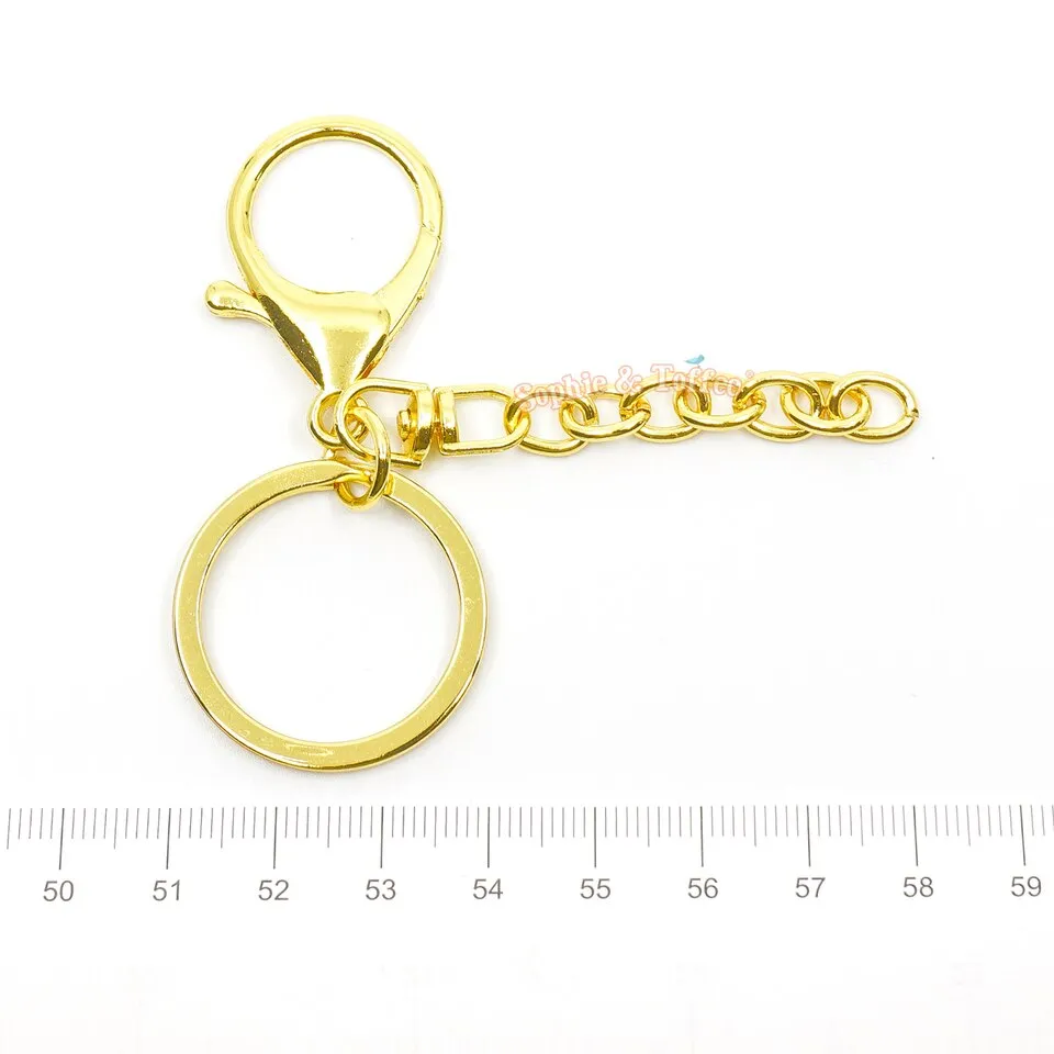 Gold Key Chain Ring with Swivel Ring Long Chain (3 pieces)