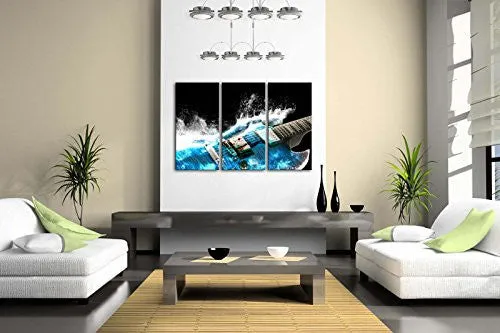 GUITAR IN BLUE AND WAVES LOOKS BEAUTIFUL WALL ART PAINTING THE PICTURE PRINT ON CANVAS MUSIC PICTURES FOR HOME DECOR DECORATION GIFT