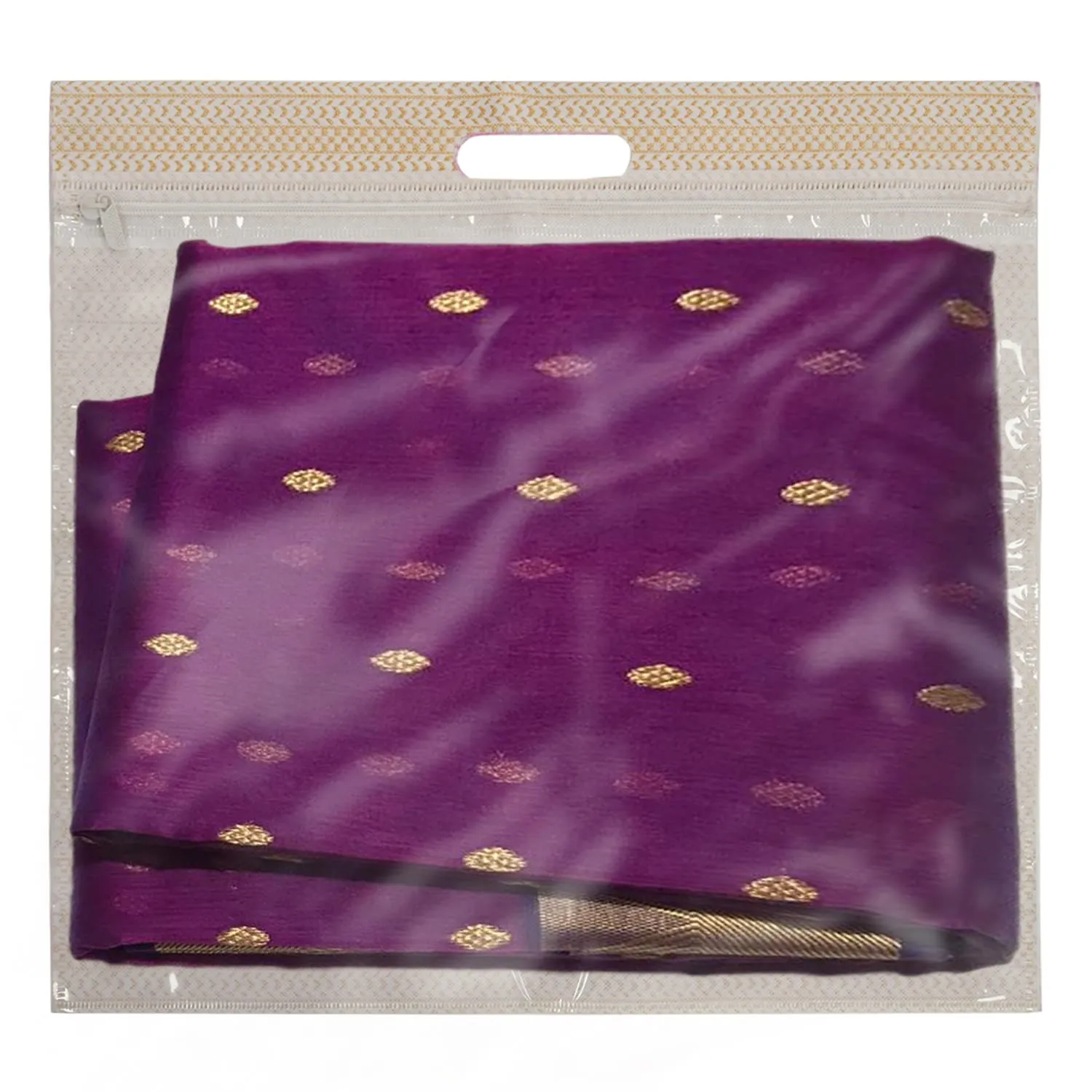 Heart Home Non-Woven Wardrobe Organizer/Gift Bags/Storage Bag For Store Saree, Lehenga, Suit With Transparent Window With Handle- Pack of 24 (Pink & Brown)