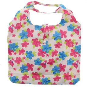 Heavy Duty Floral Print White Shopping Bag in Zip Wallet