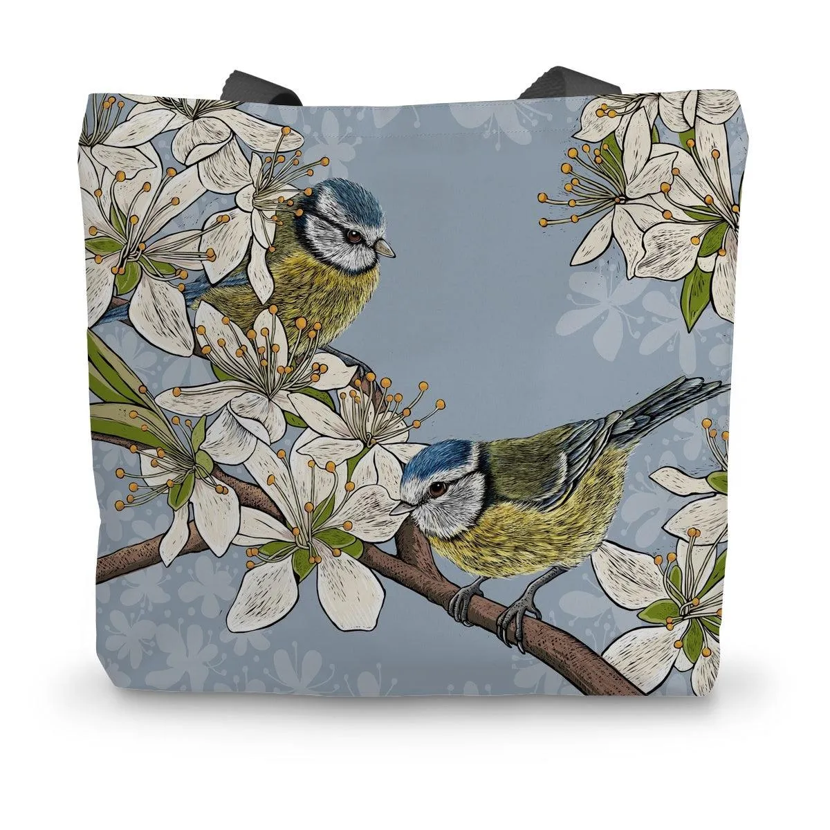 Hedgerow Blue Tits Canvas Tote Bag