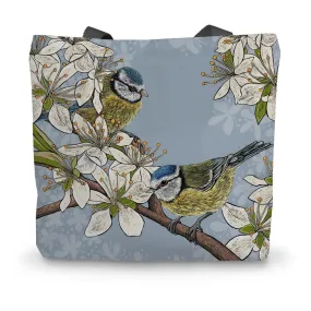 Hedgerow Blue Tits Canvas Tote Bag