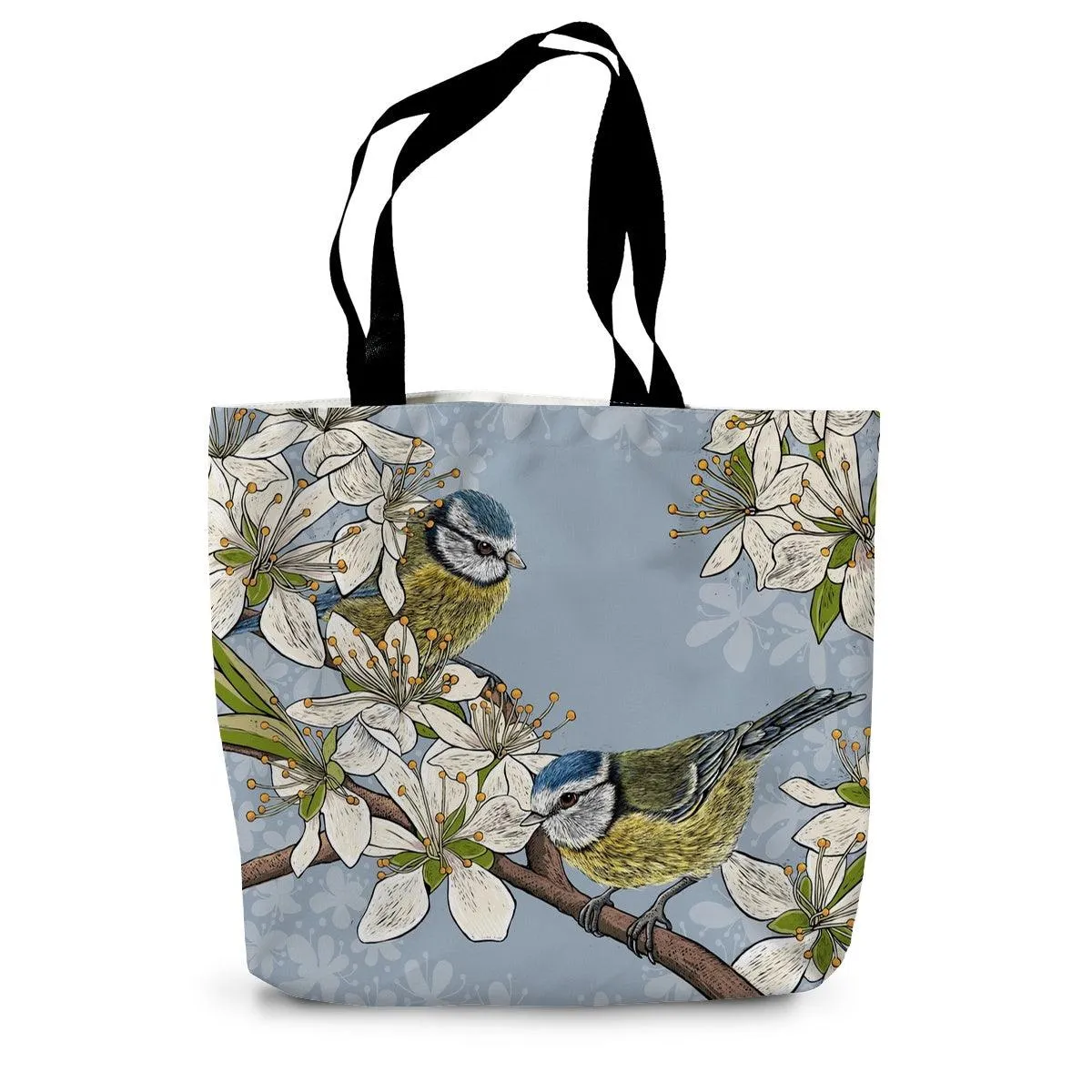 Hedgerow Blue Tits Canvas Tote Bag