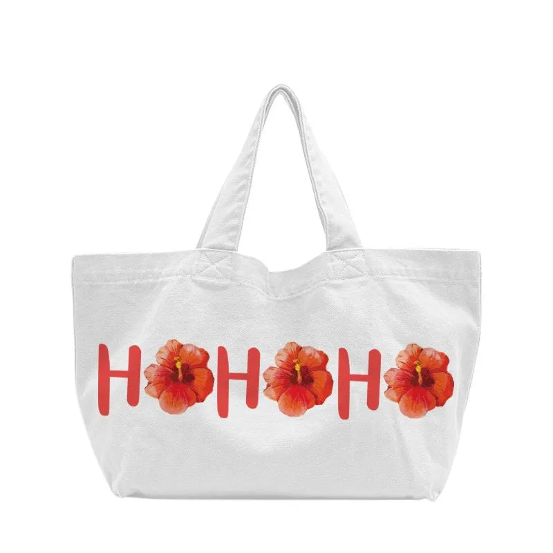 Ho Ho Ho Hibiscus Short Canvas Tote Bag