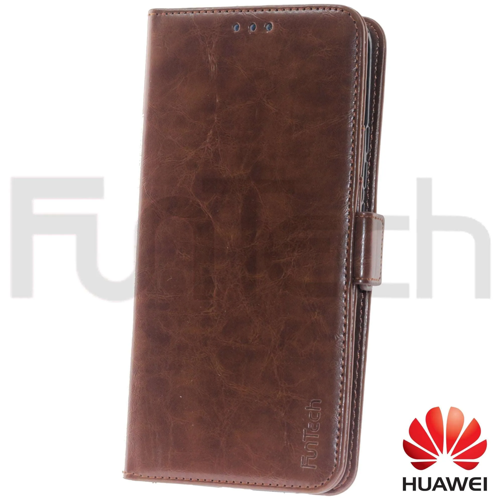 Huawei Mate 20 Pro, Leather Wallet Case, Color Brown,