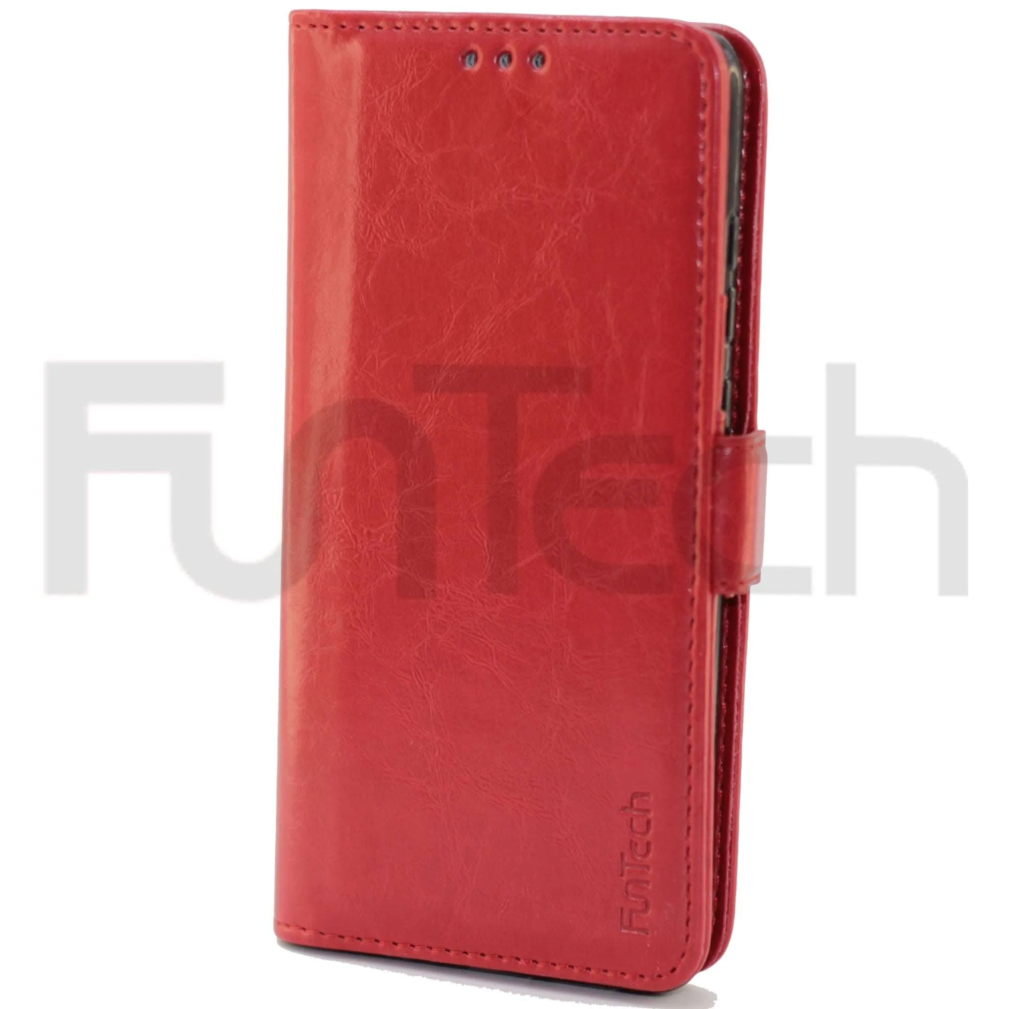 Huawei P30, Leather Wallet Case, Color Red,