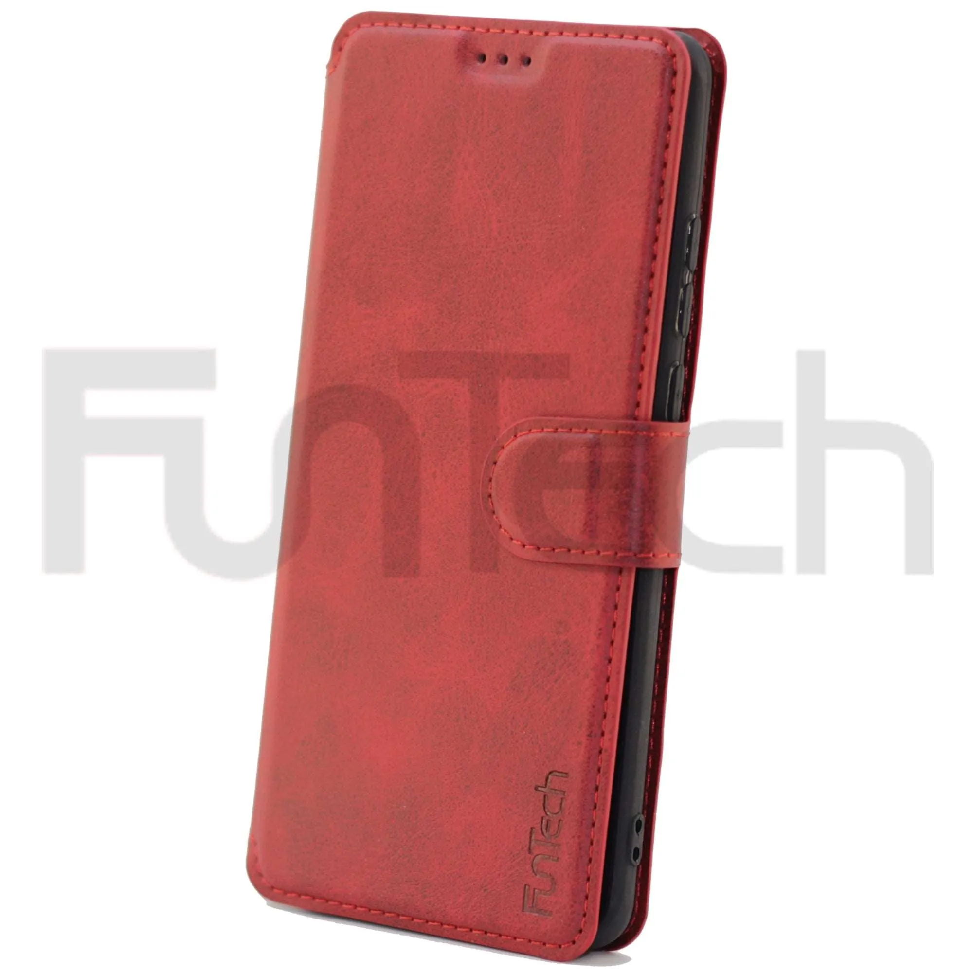 Huawei P30 Pro, Leather Wallet Case, Color Red,