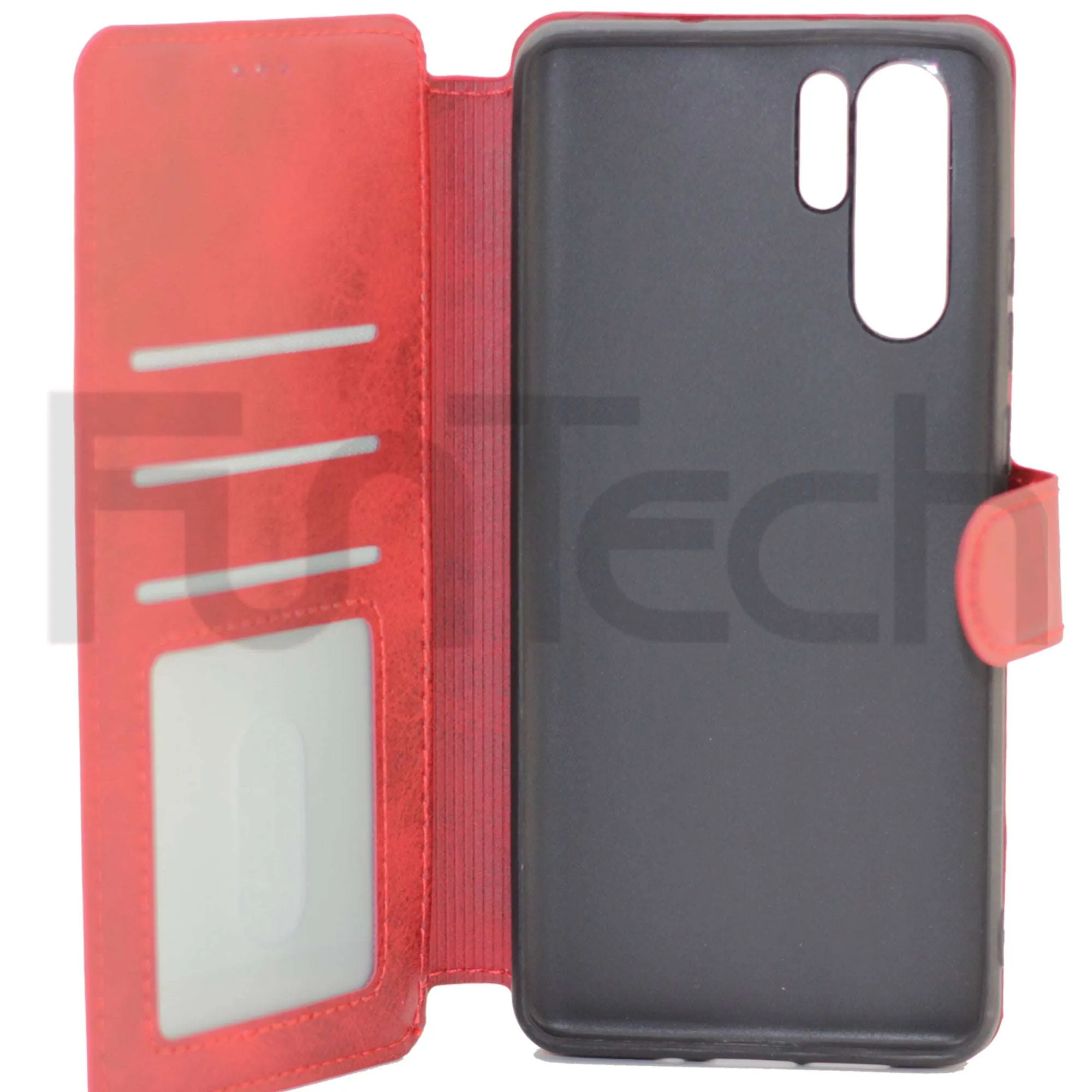 Huawei P30 Pro, Leather Wallet Case, Color Red,