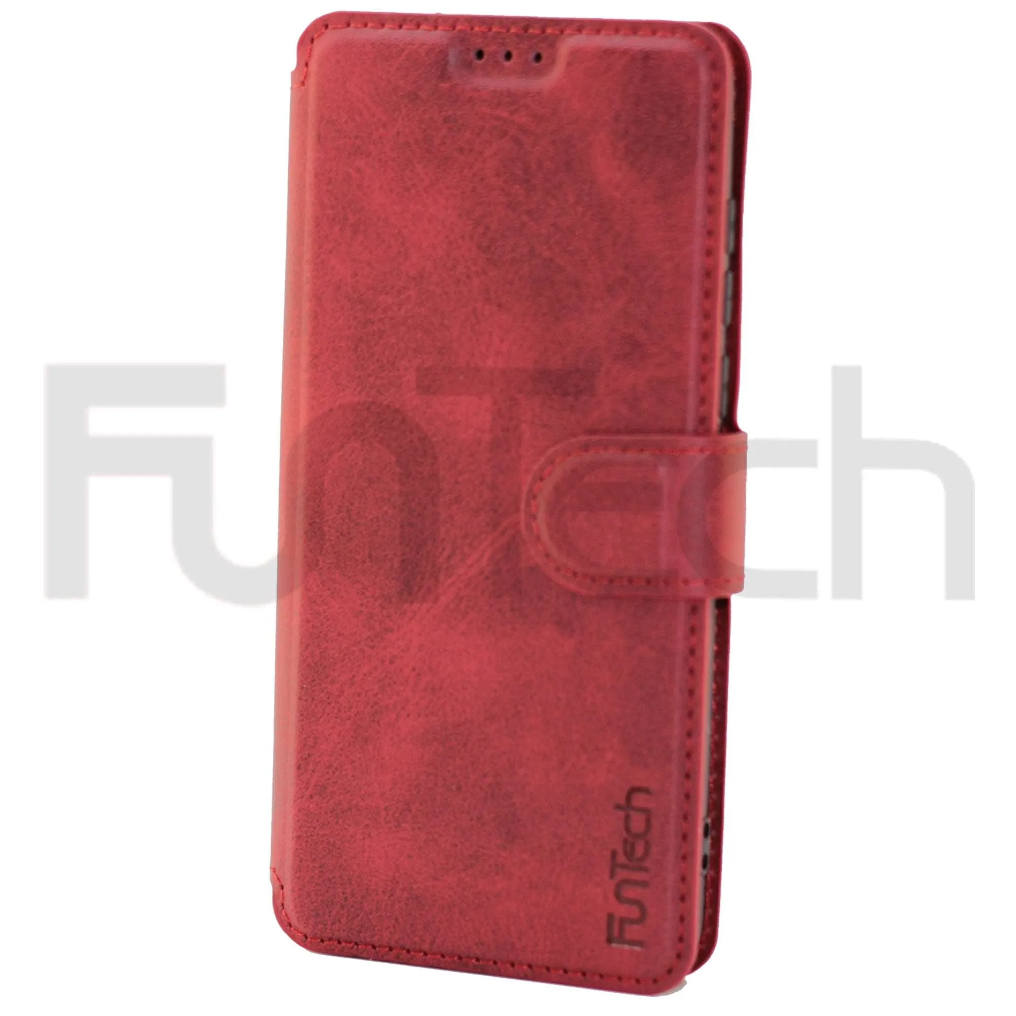 Huawei P40, Leather Wallet Case, Color Red,